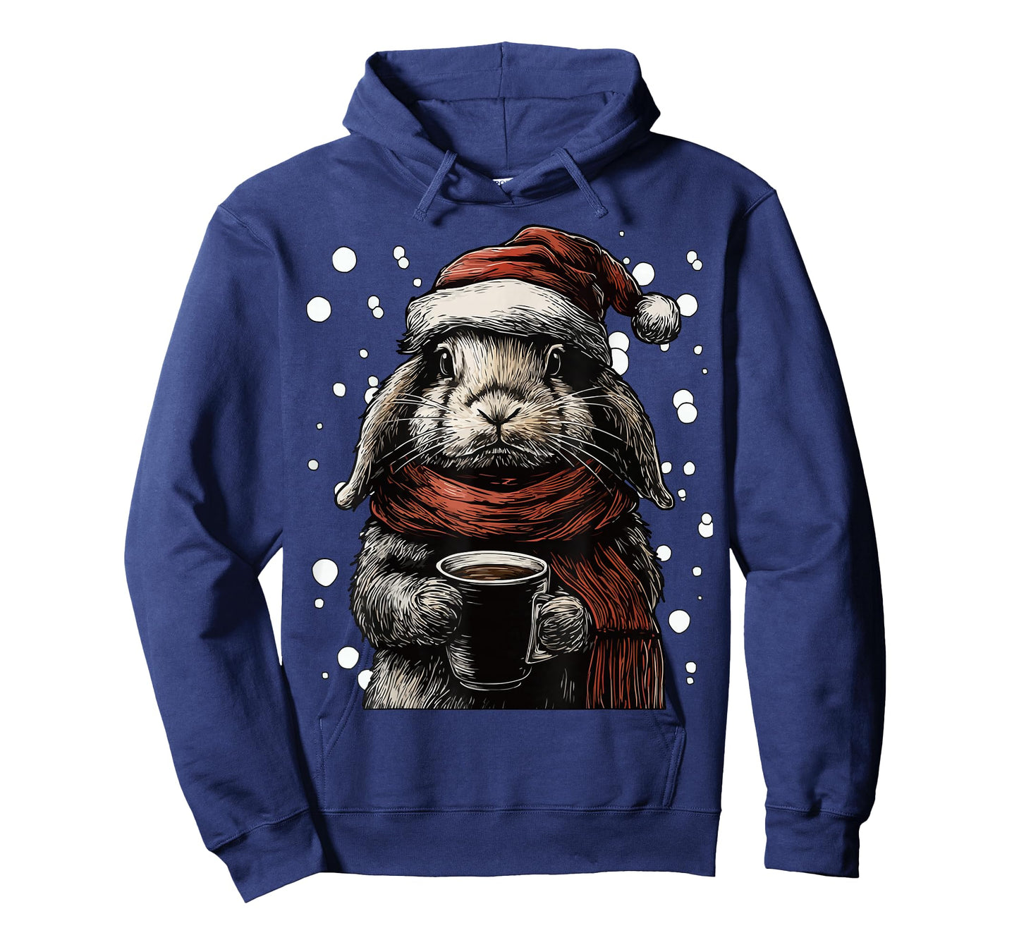 Cute Christmas Rabbit Santa Hat Coffee Lover Funny Winter T-Shirt