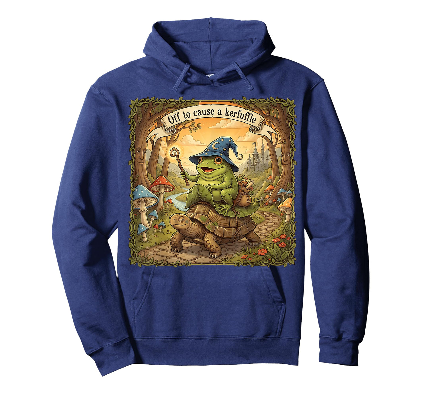 Off to Cause A Kerfuffle Funny Meme Whimsical Frog Wizard T-Shirt
