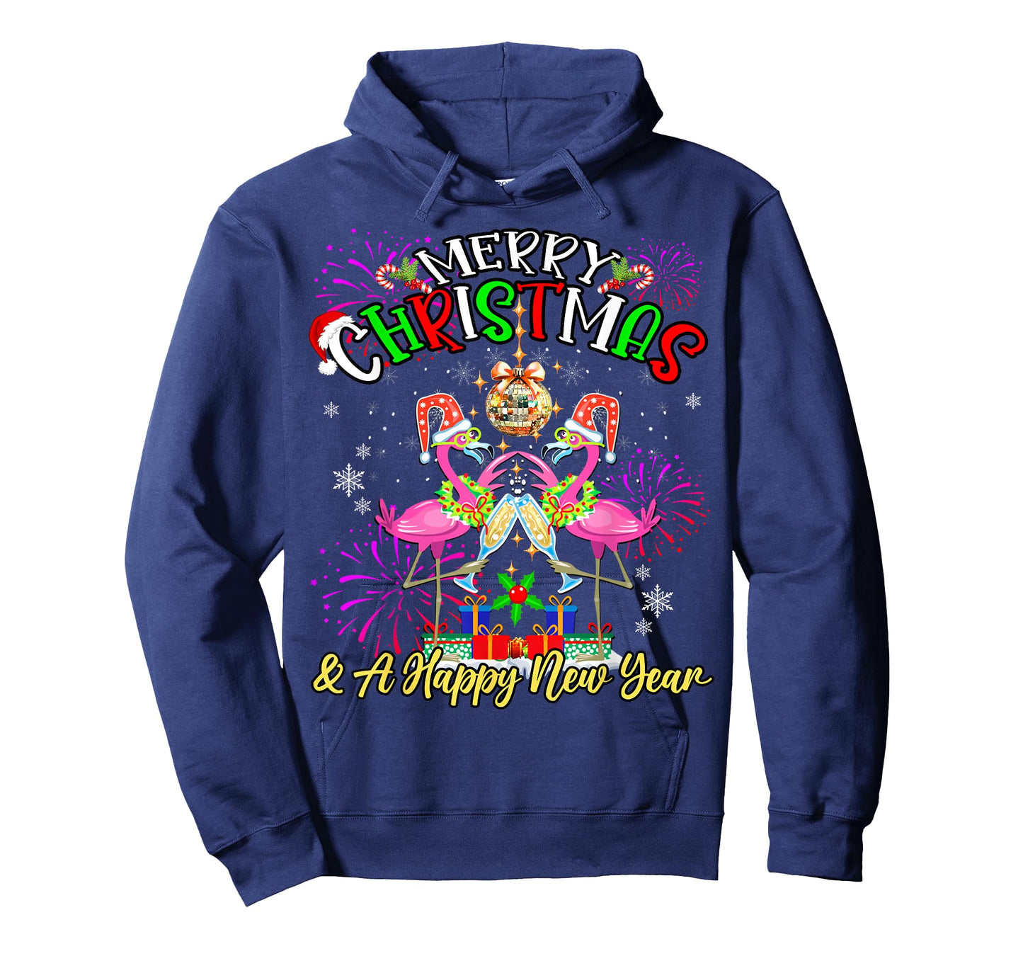 Merry Christmas & A Happy New Year Fireworks Flamingo Lover T-Shirt