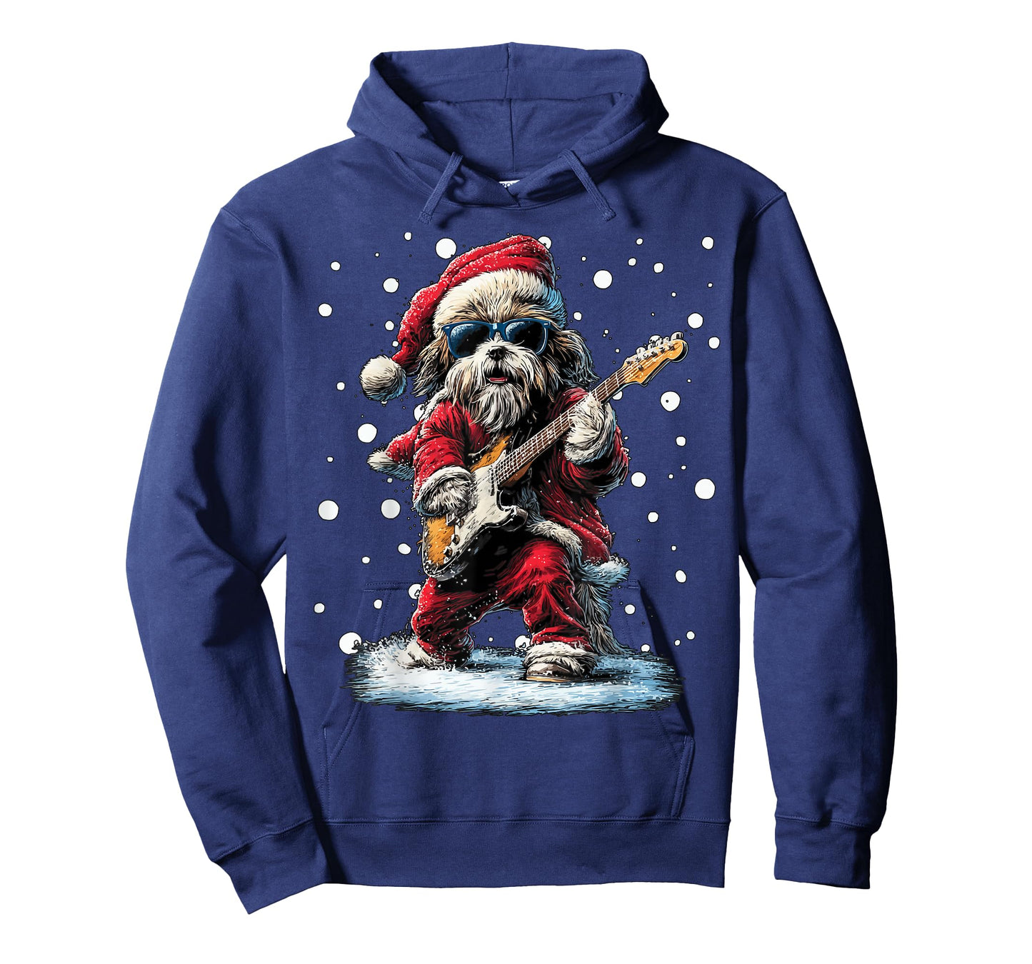 Christmas Shih Tzu Playing Guitar Funny Musician Dog Music T-Shirt
