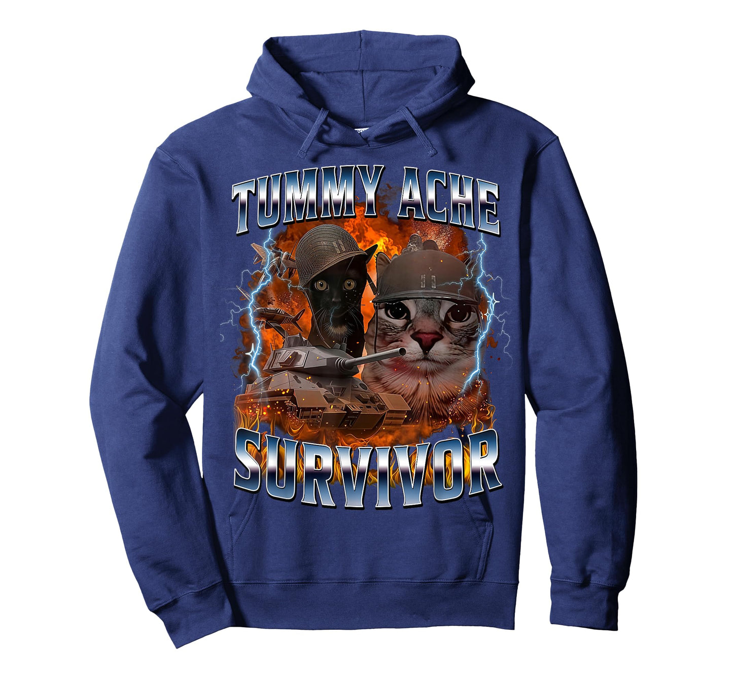 I Survived Today's Tummy Ache Funny Silly Cat Meme T-Shirt
