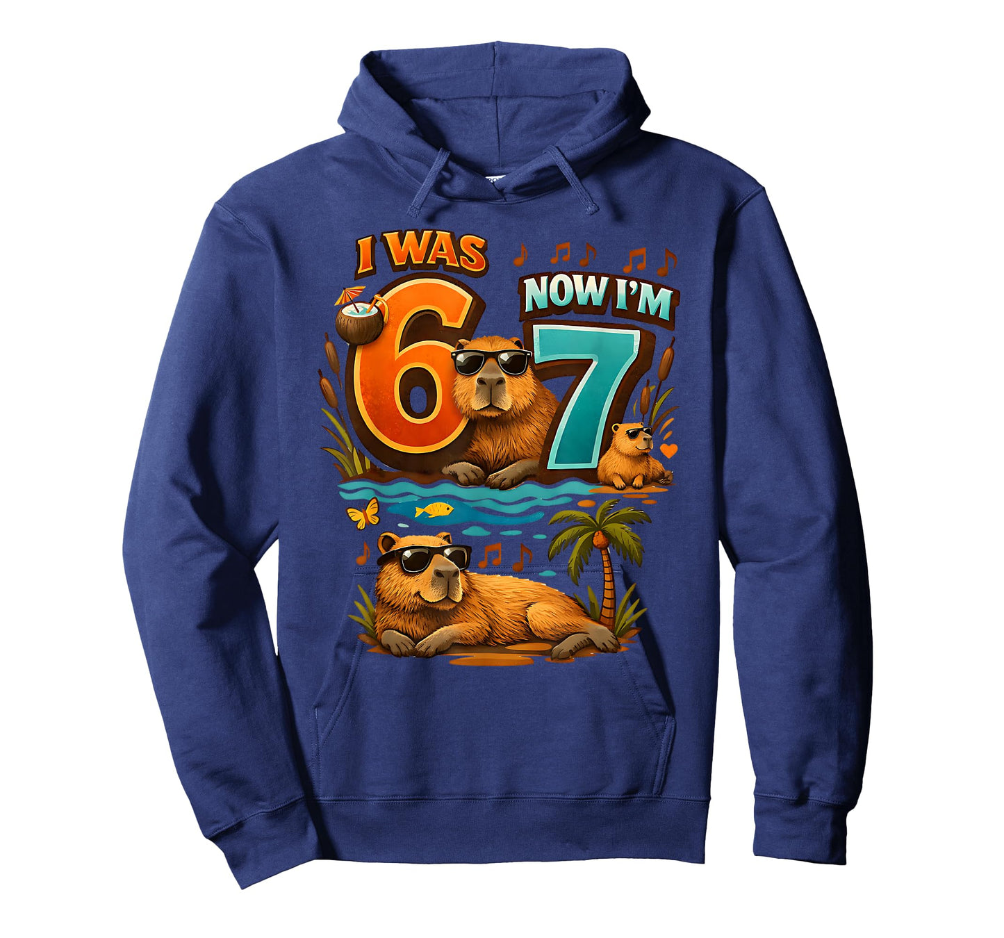 I was Six Now I'm Seven 6 7 Capybara 67 Meme 7th Birthday T-Shirt