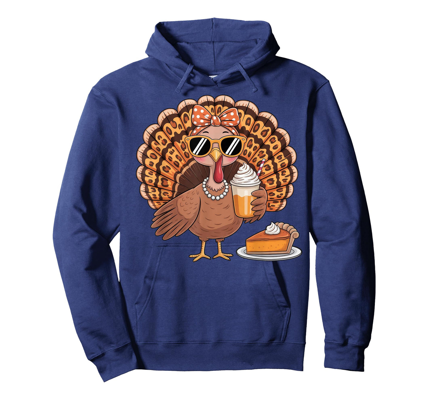 Turkey Drinking Coffee Bow Thanksgiving Leopard Women T-Shirt