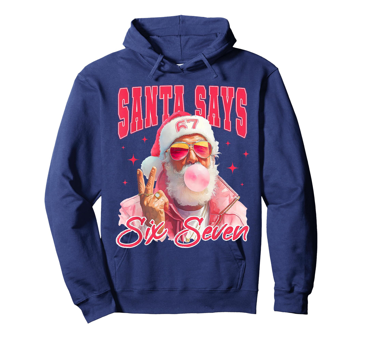 Santa Says Six Seven Meme 67 Christmas Funny Santa Crew Xmas T-Shirt