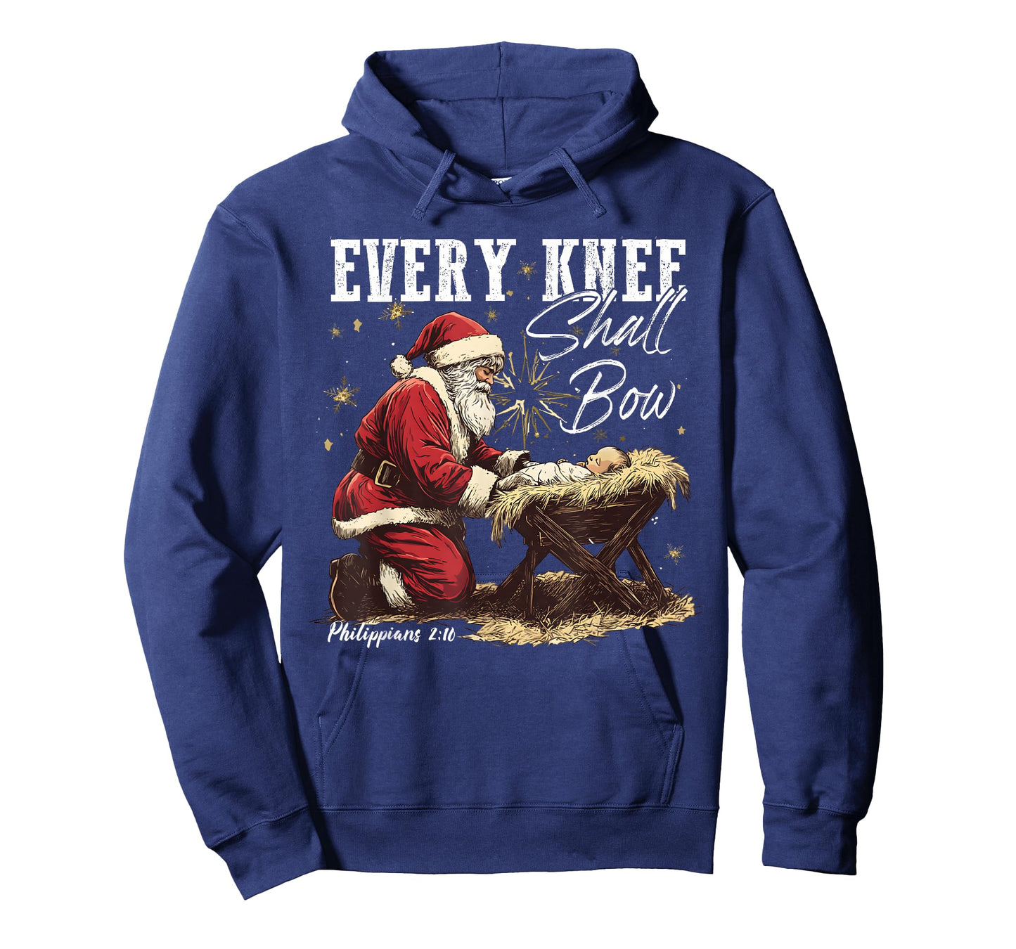 Every Knee Shall Bow Santa Christmas Nativity Scene Xmas T-Shirt