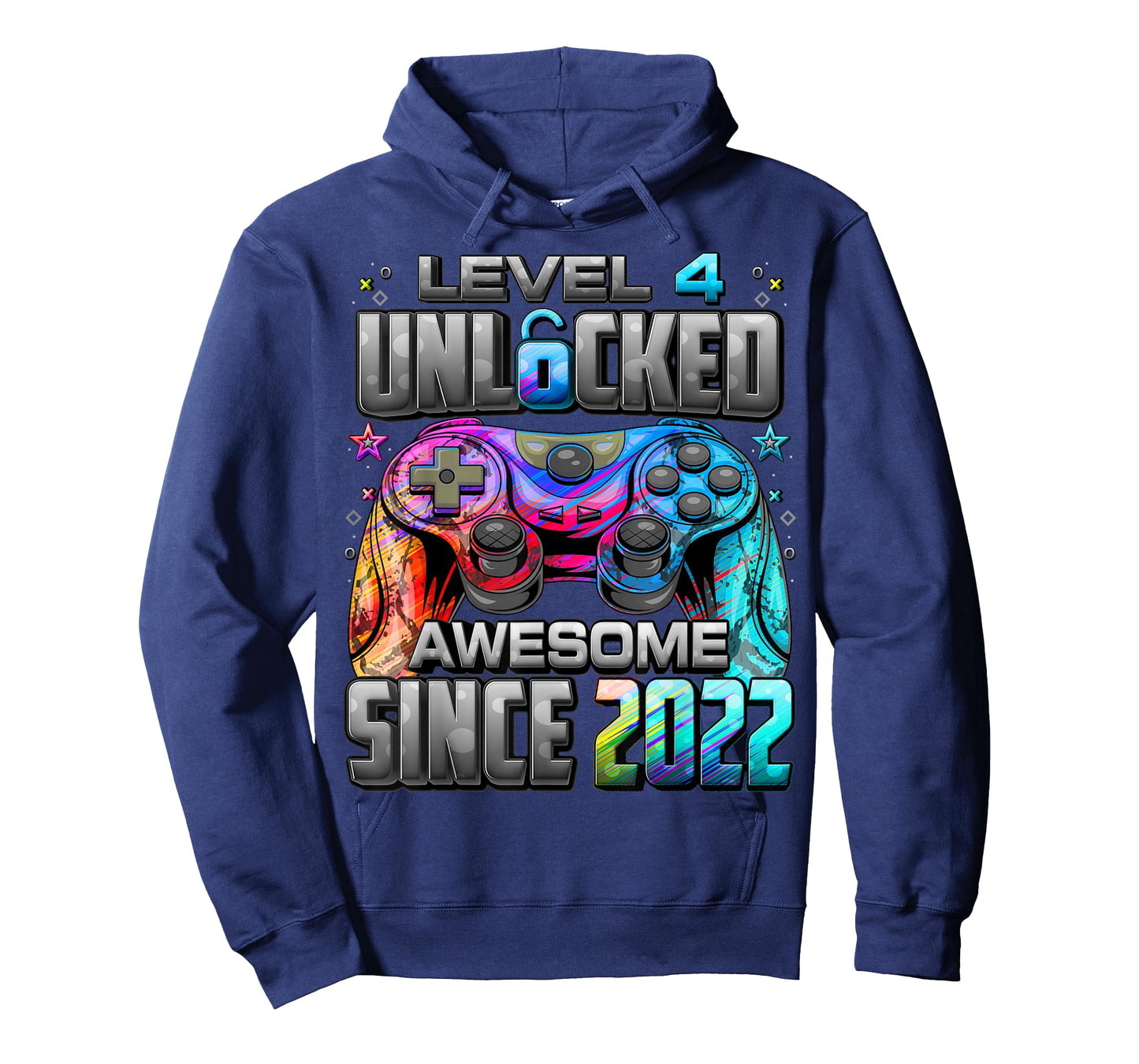 Level 4 Unlocked Awesome Since 2022 4th Birthday Gaming T-Shirt