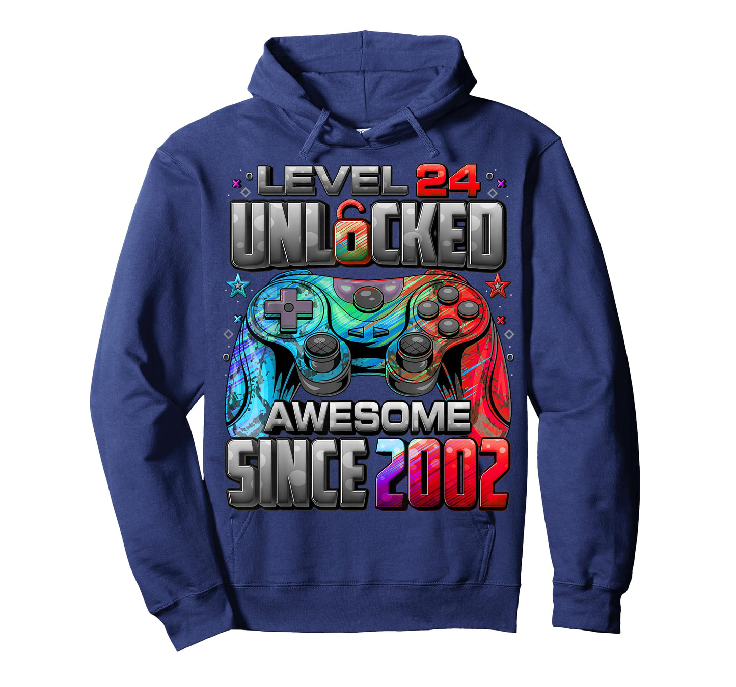 Level 24 Unlocked Awesome Since 2002 24th Birthday Gaming T-Shirt
