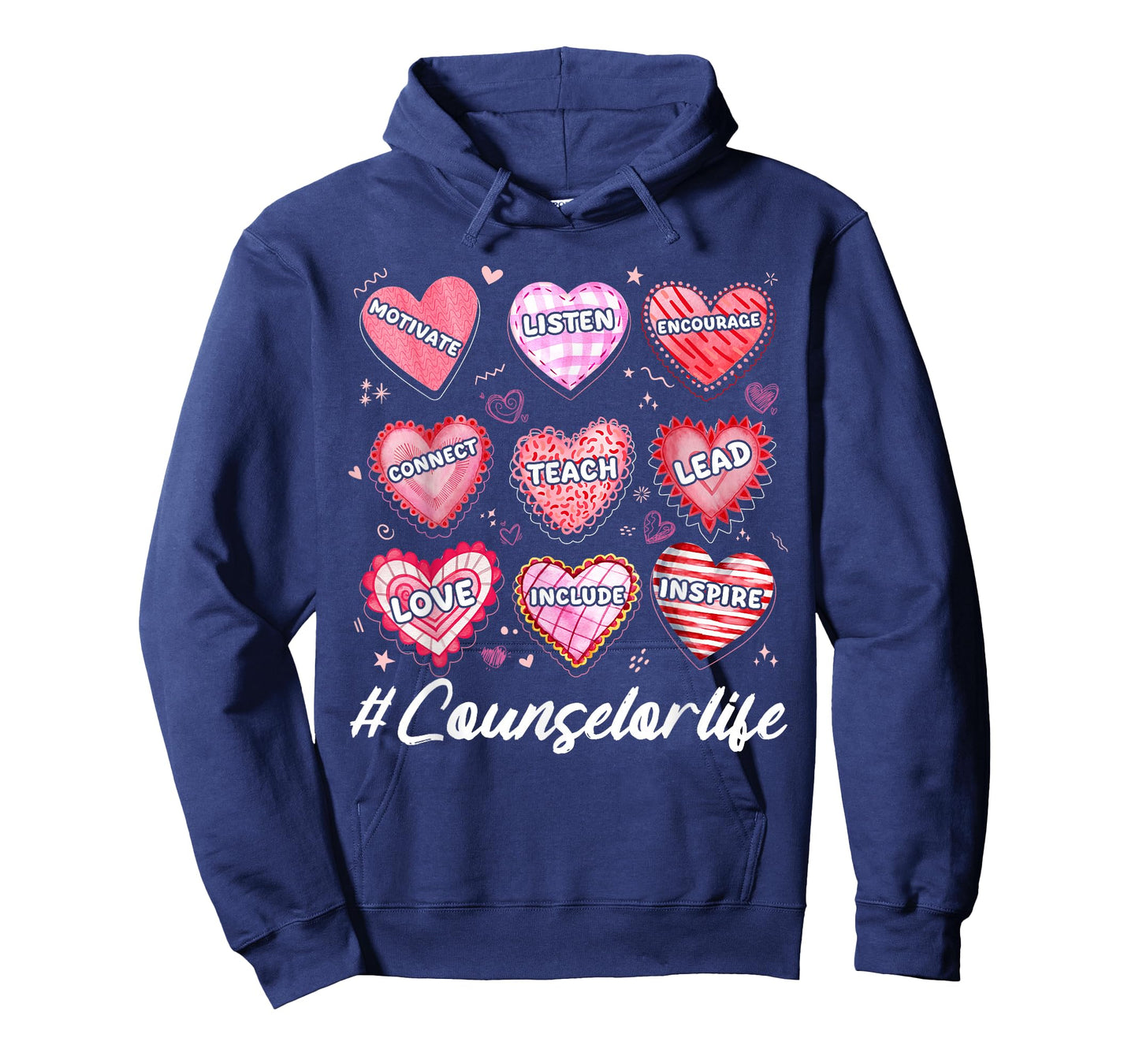 School Counseling Counselor Life Hearts School Valentine T-Shirt
