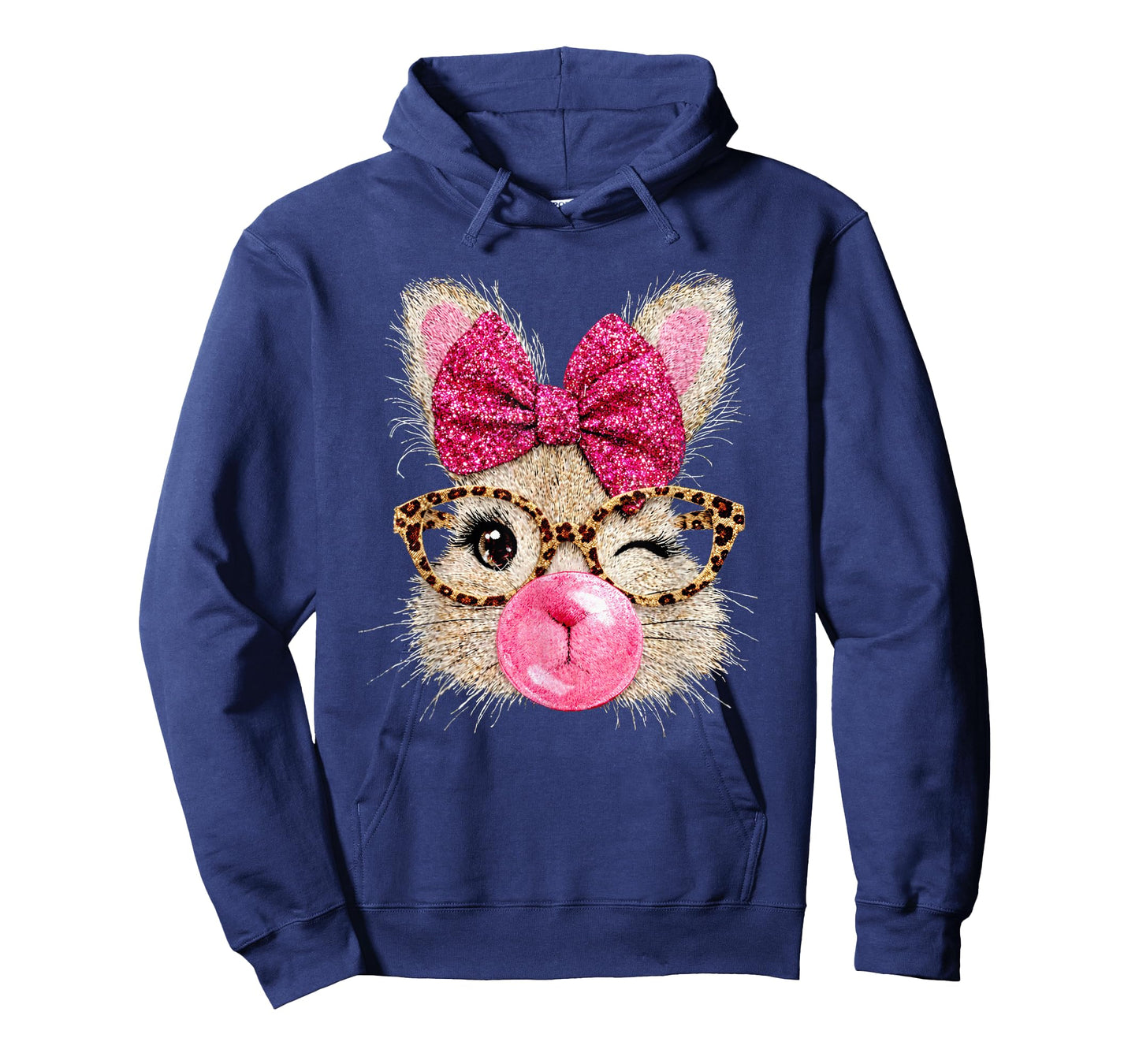 Cute Bunny Face Glasses Pink Bubble Gum Rabbit Happy Easter T-Shirt