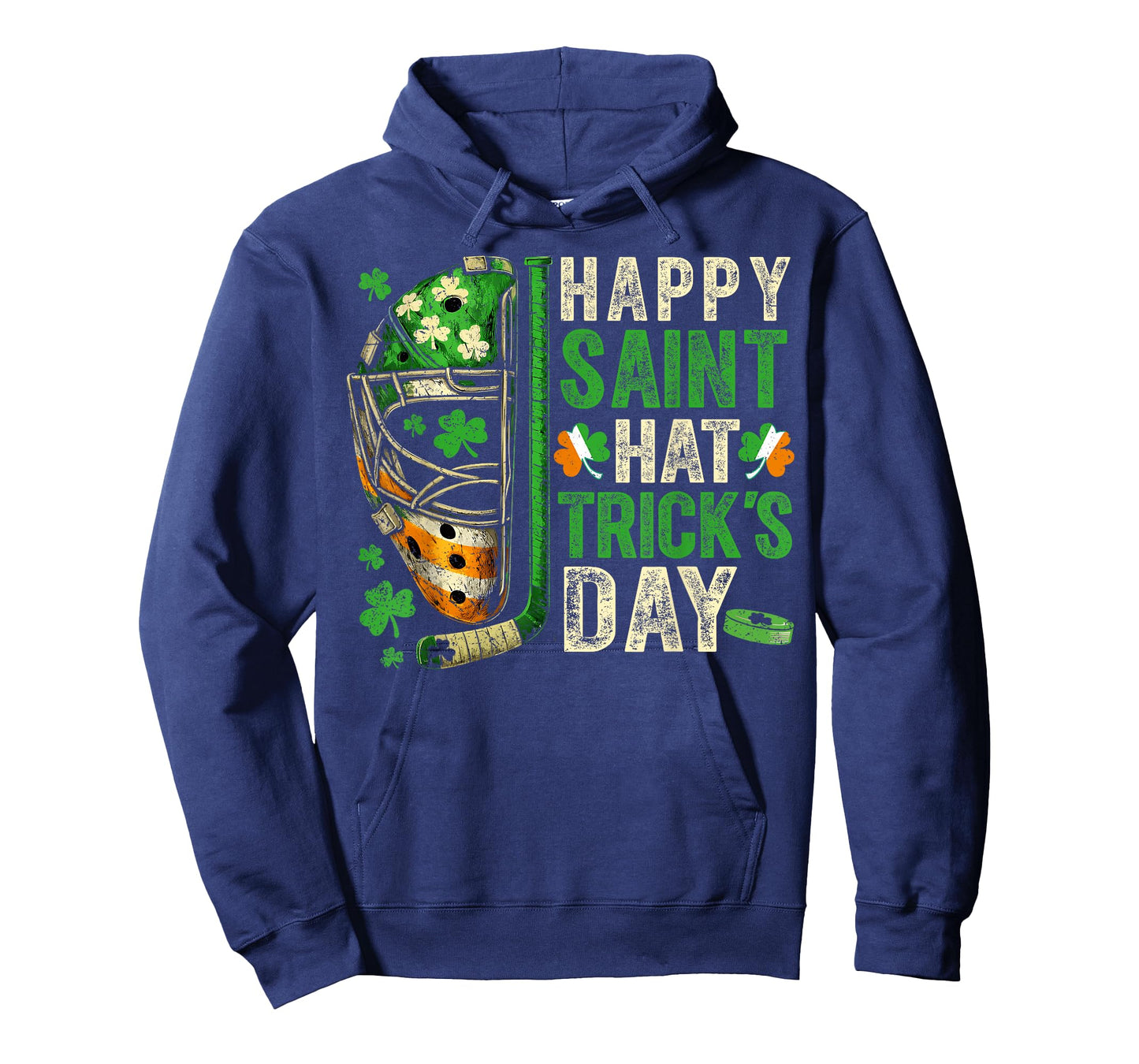 St Patricks Day Happy Saint Hat Trick Ice Hockey Player T-Shirt