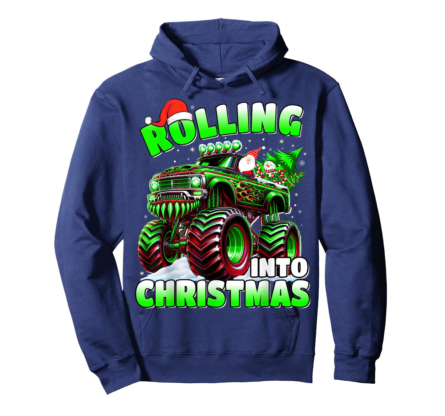 Rolling Into Christmas Monster Truck Holiday Boys T-Shirt
