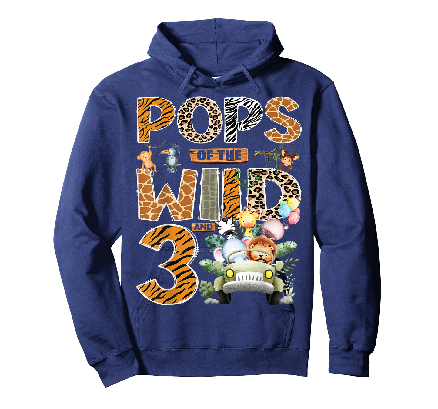 Pops of The Wild Three 3rd Birthday Boy Safari Jungle T-Shirt