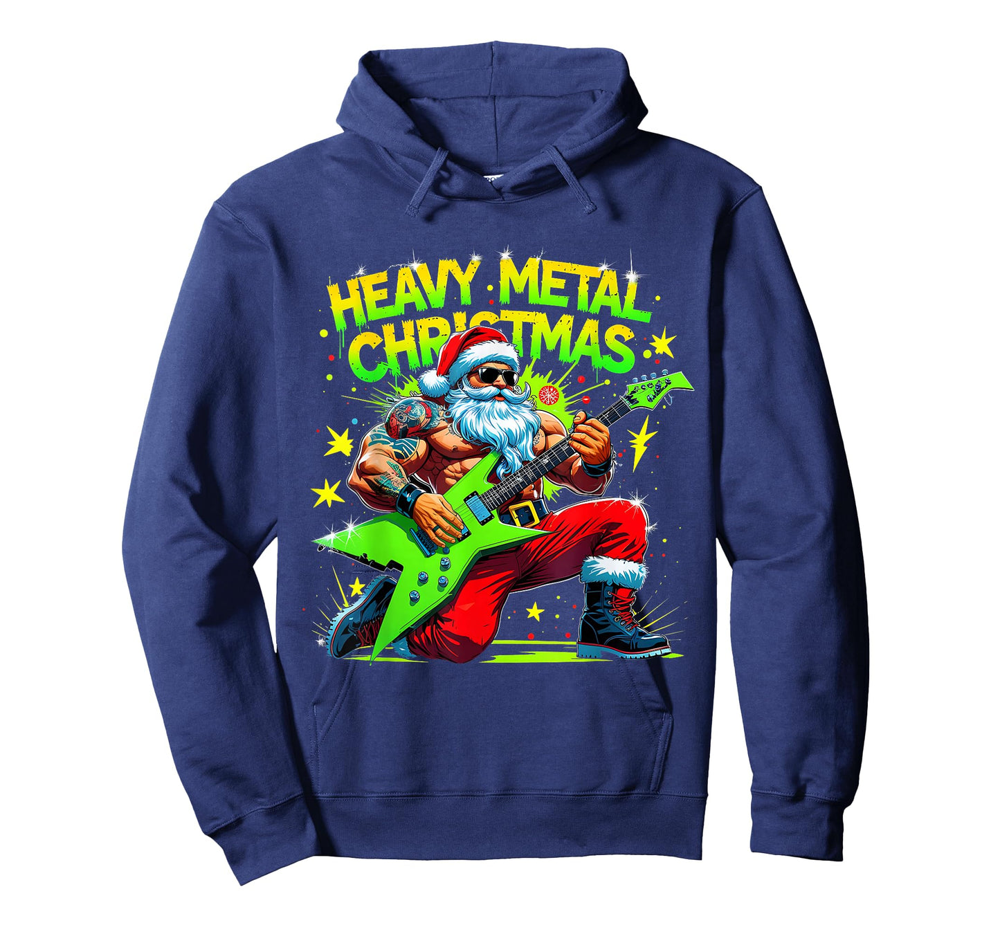 Heavy Metal Christmas Santa Rock Guitar Design T-Shirt
