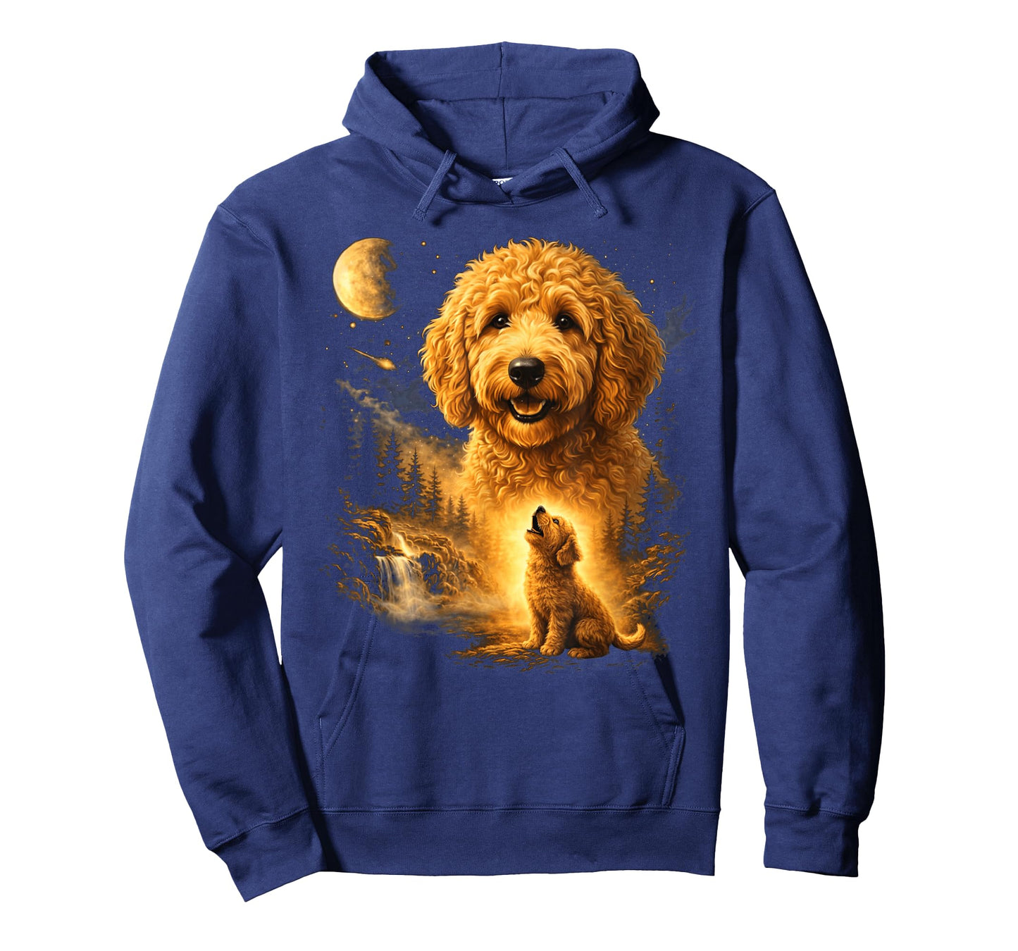 Goldendoodle Howling to The Moon Vintage 90s Funny Dog T-Shirt