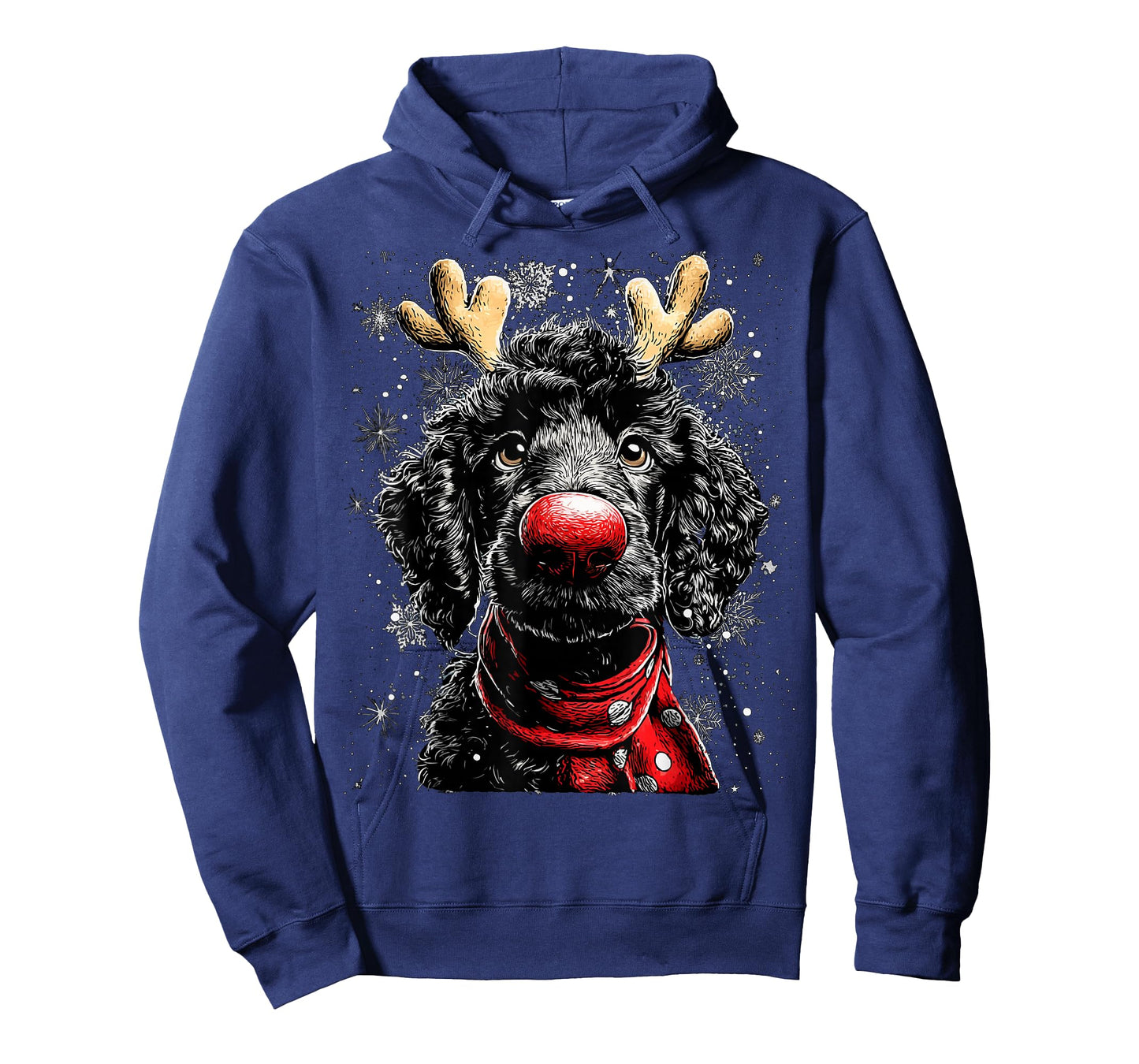 Whimsical Reindeer Poodle Dog Funny Christmas Graphic T-Shirt