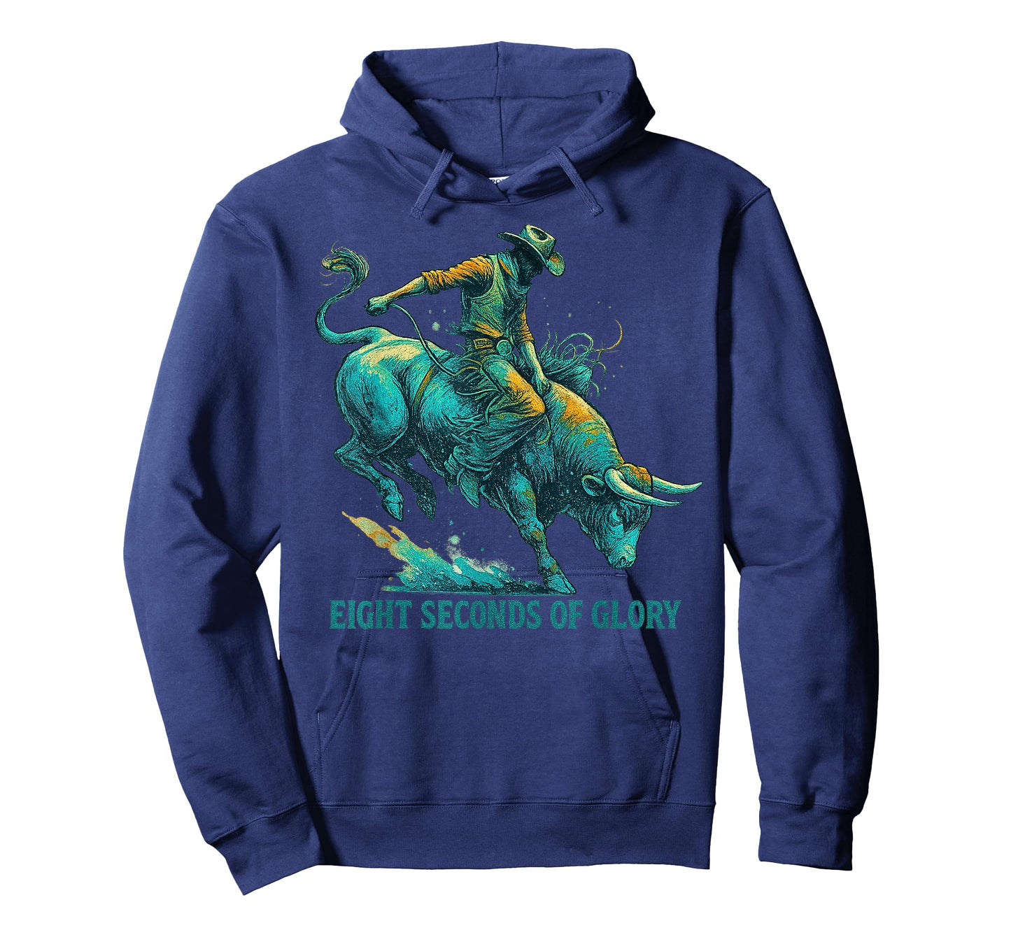 Eight Seconds of Glory Teal Bull Rider Western Art T-Shirt