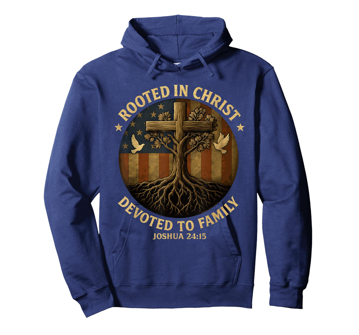 Patriotic Rooted in Christ and Family with Verse Christian T-Shirt