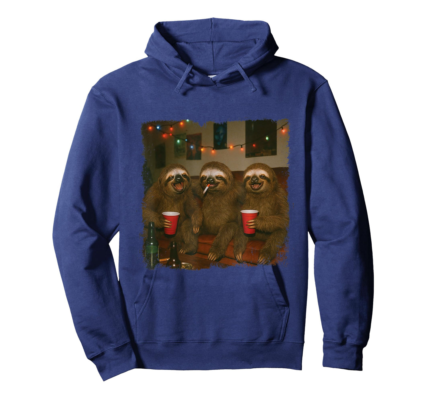 Funny Sloth Party Smoking Drinking Sloth House Party 90s T-Shirt