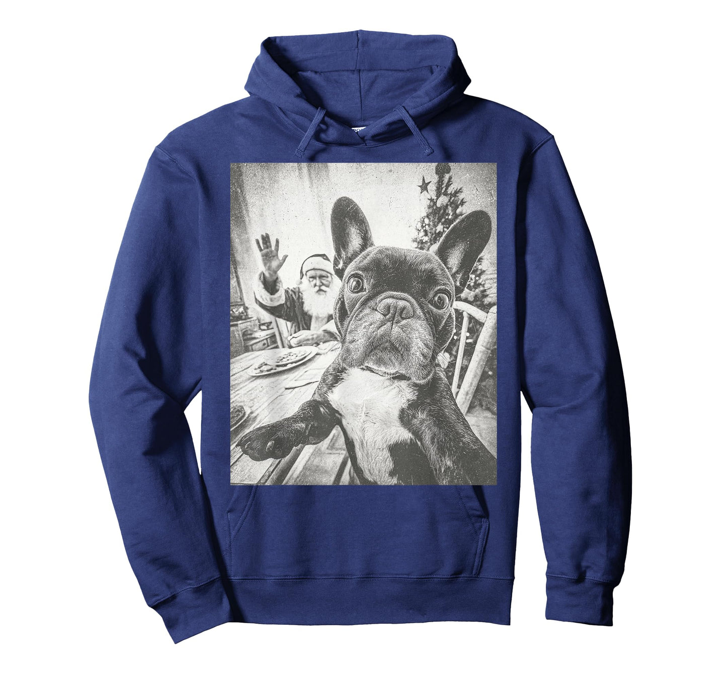 Funny AI French Bulldog Selfie with Santa Claus Christmas T-Shirt