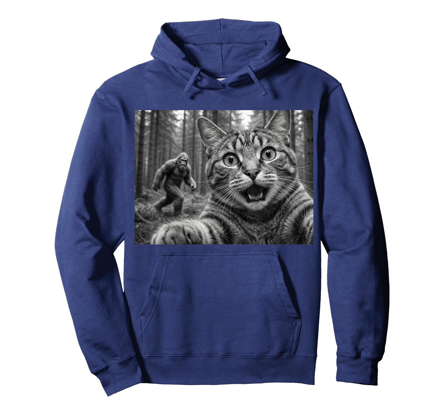 Funny Cat Selfie with Bigfoot Sasquatch Cryptid Humor T-Shirt