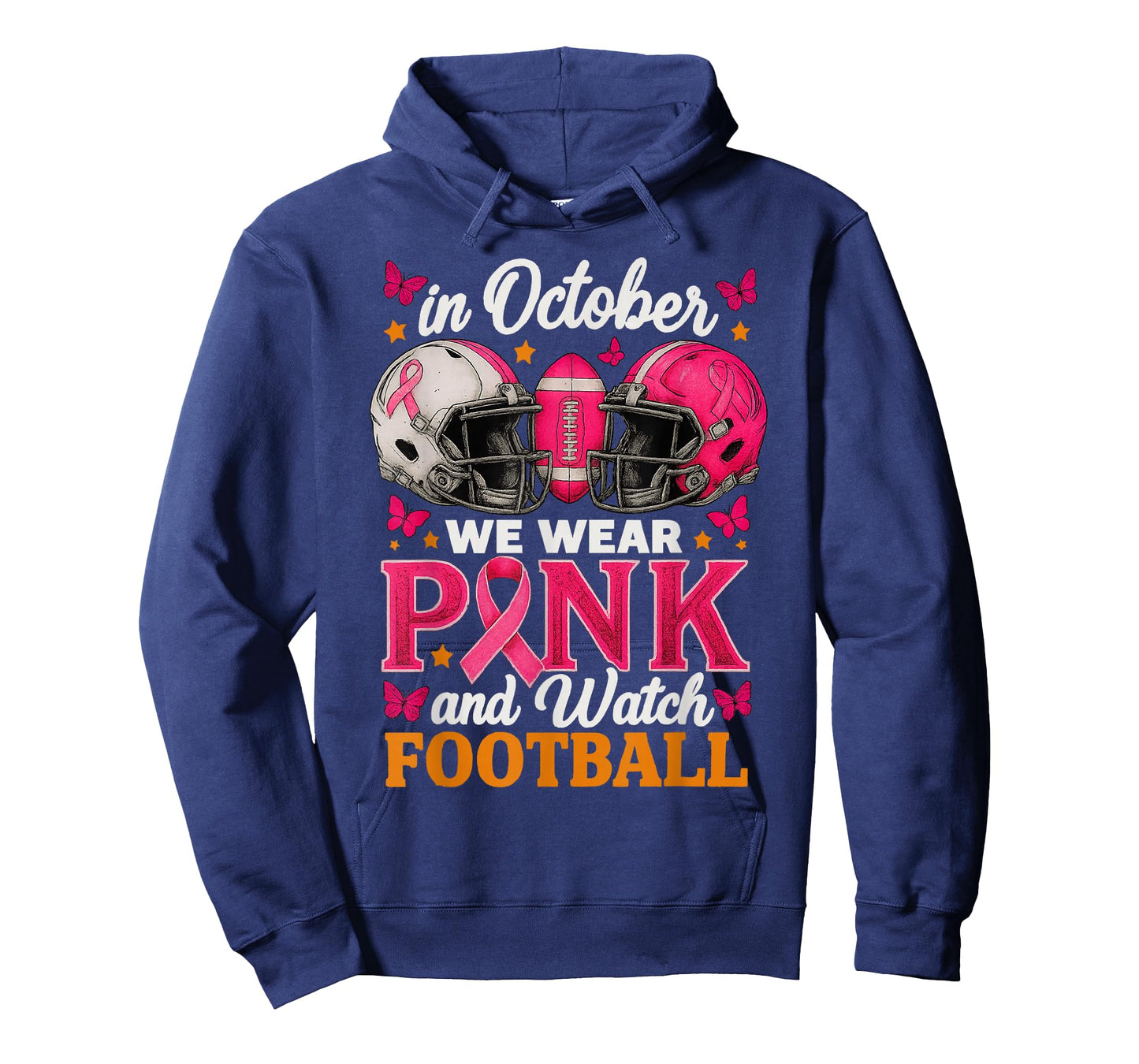 in October We Wear Pink and Watch Football Breast Cancer T-Shirt