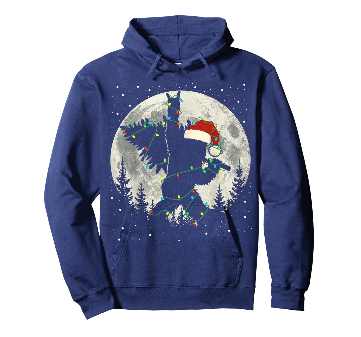 Funny Santa Bigfoot Xmas Lights Big Foot Rock On Forest Moon T-Shirt