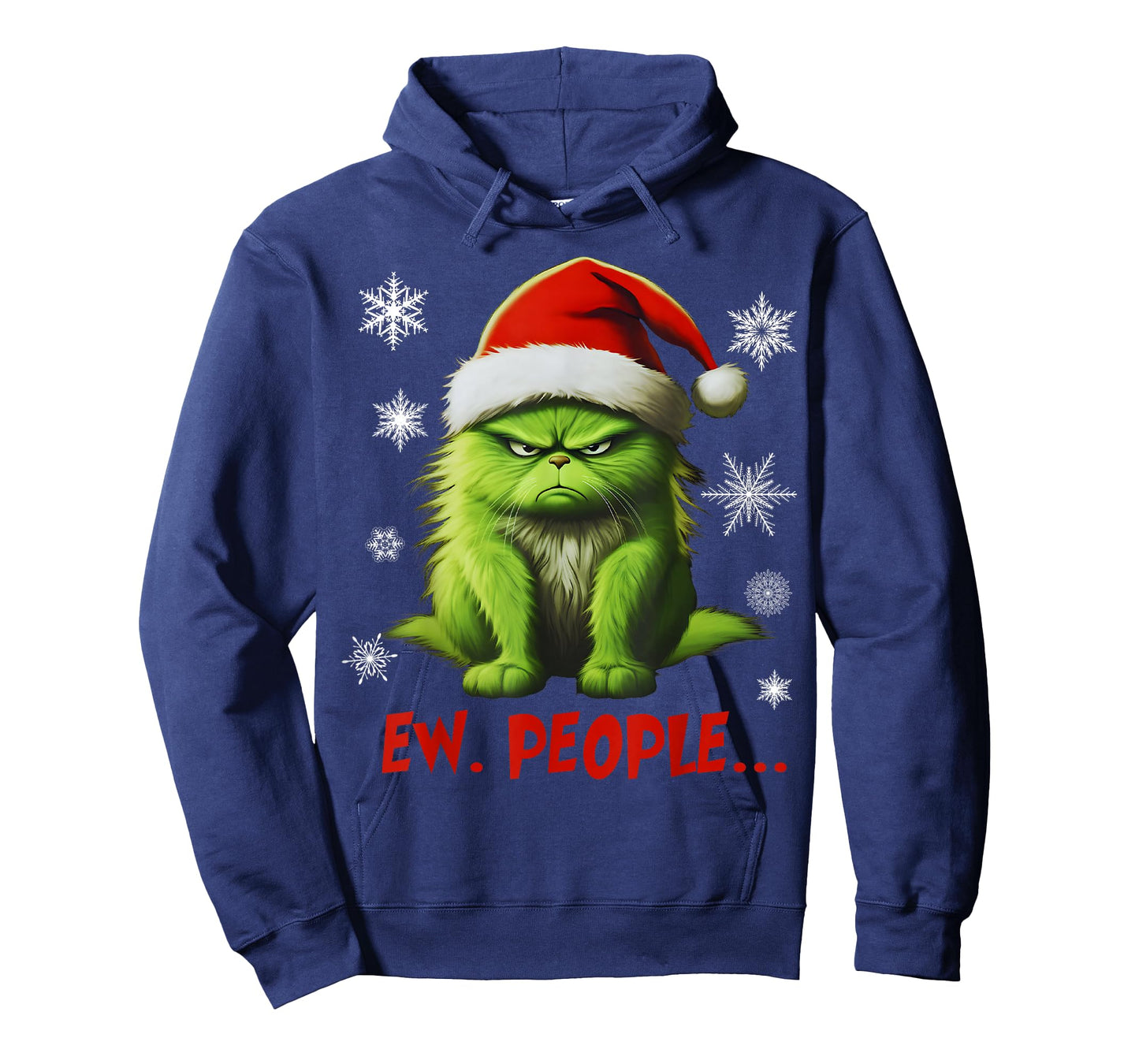 Funny Christmas Cat Ew People Meowy Cat Lovers Santa Hat Y2K T-Shirt