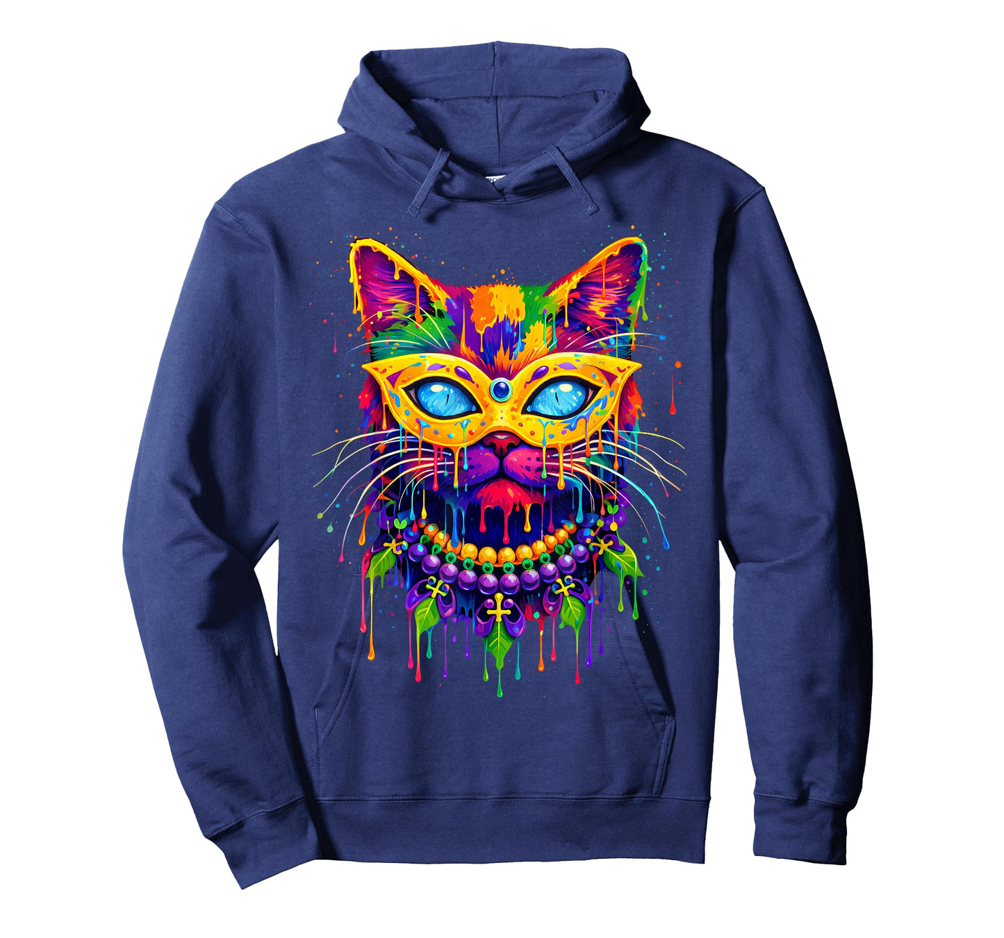 Cat Drip Mardi Gras Carnival Jester Beads Meow Kitty Pet T-Shirt