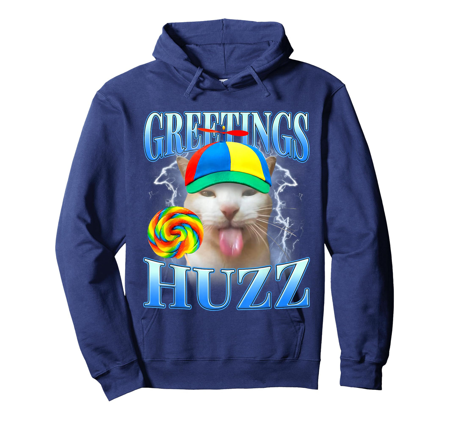 Lollipop Silly Cat Meme Greetings Huzz Funny Gen Z Humor T-Shirt
