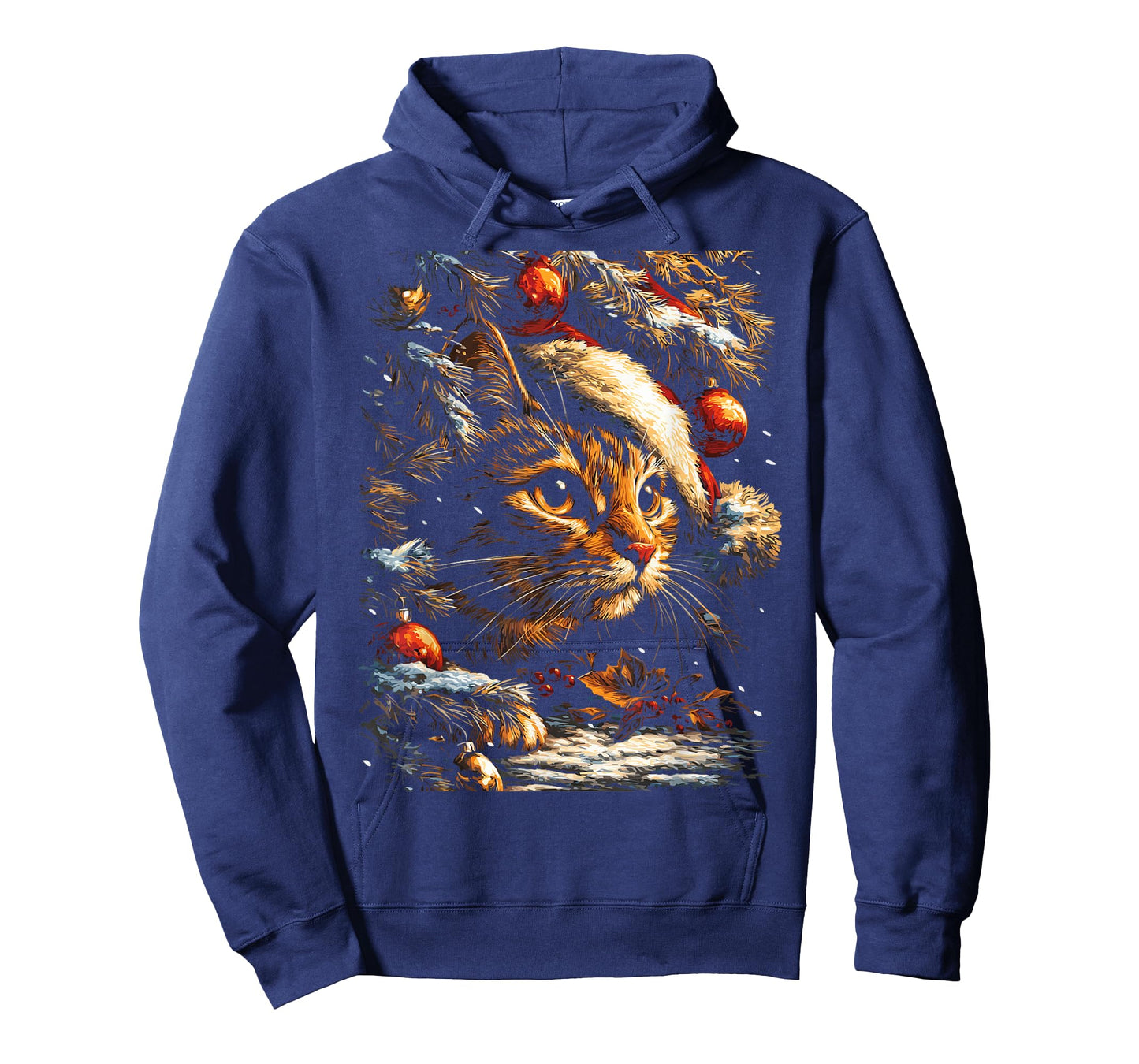 Christmas Tabby Cat with Santa Hat Festive Winter Kitten T-Shirt