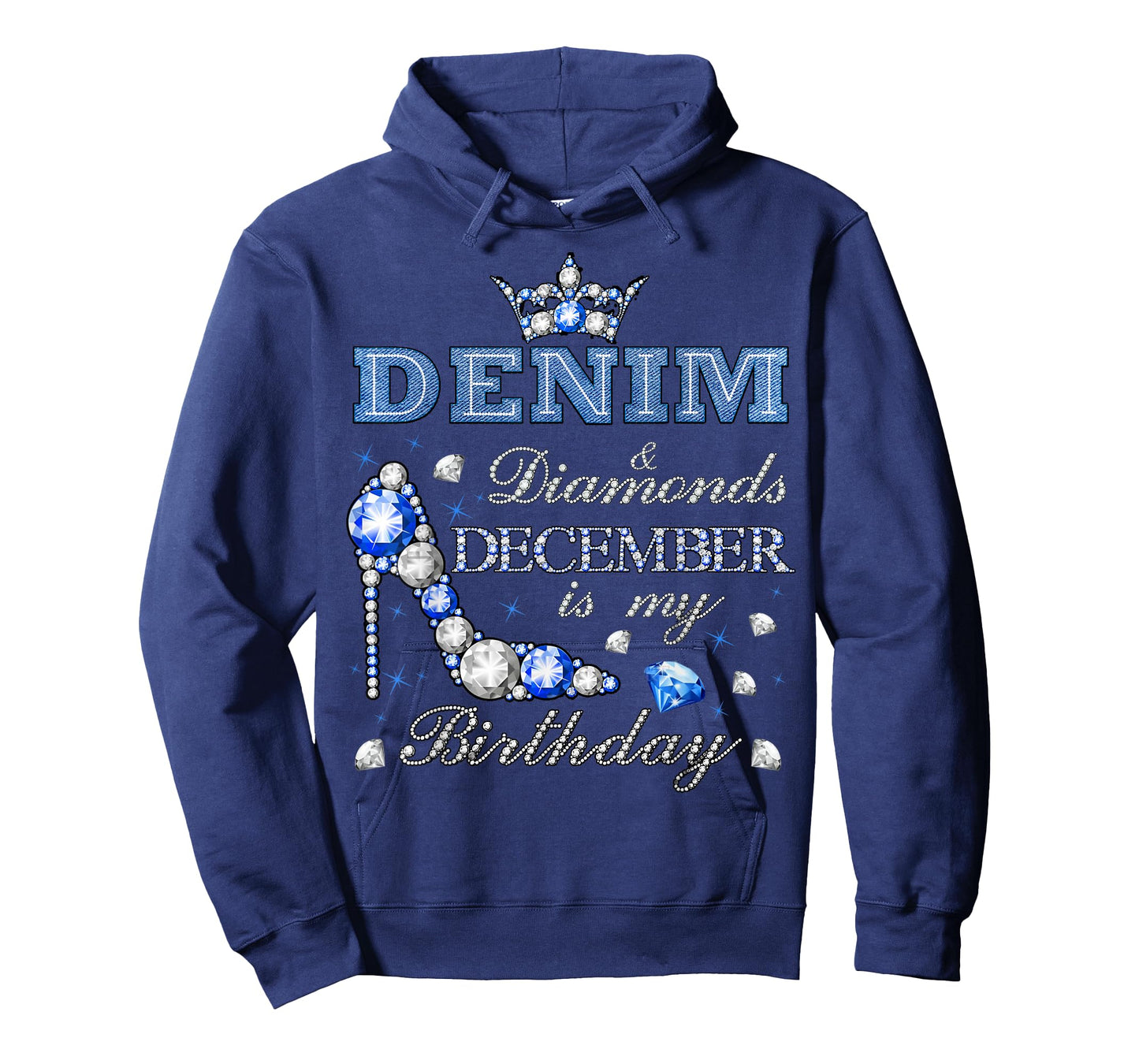 Fabulous Denim & Diamonds December Birthday Queen High Heels T-Shirt