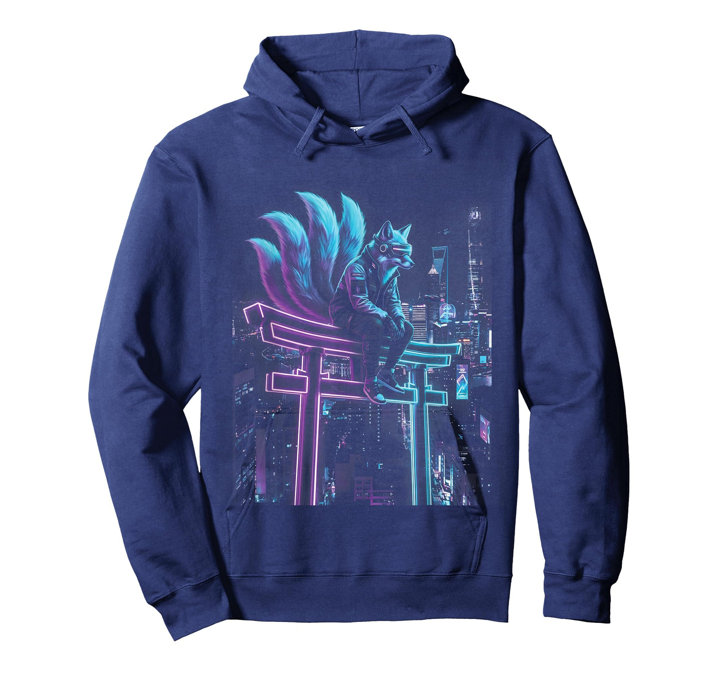Cyberpunk Kitsune Torii Japanese Fox Synthwave Vaporwave T-Shirt