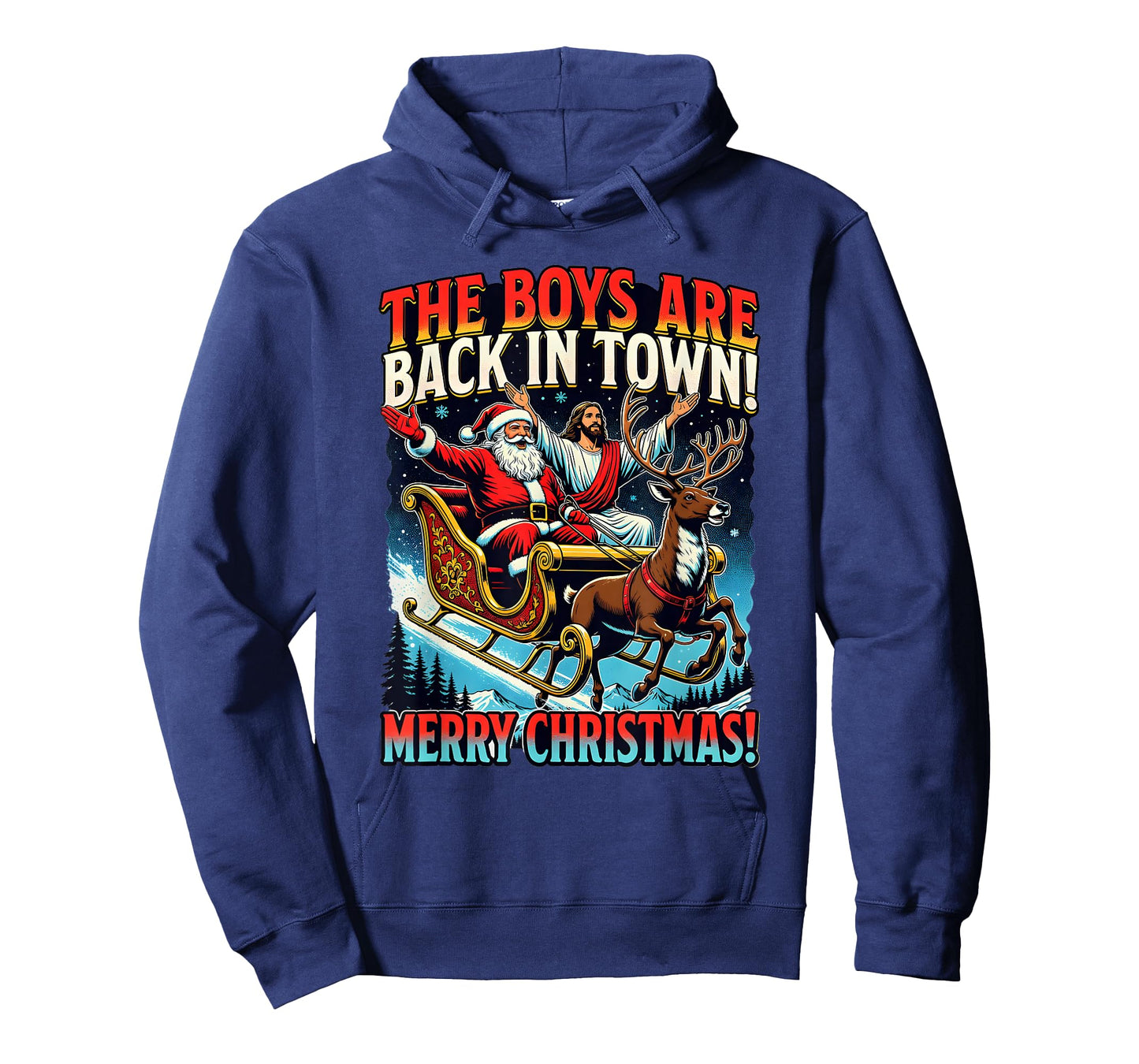 Funny Jesus Santa The Boys are Back in Town Merry Christmas T-Shirt