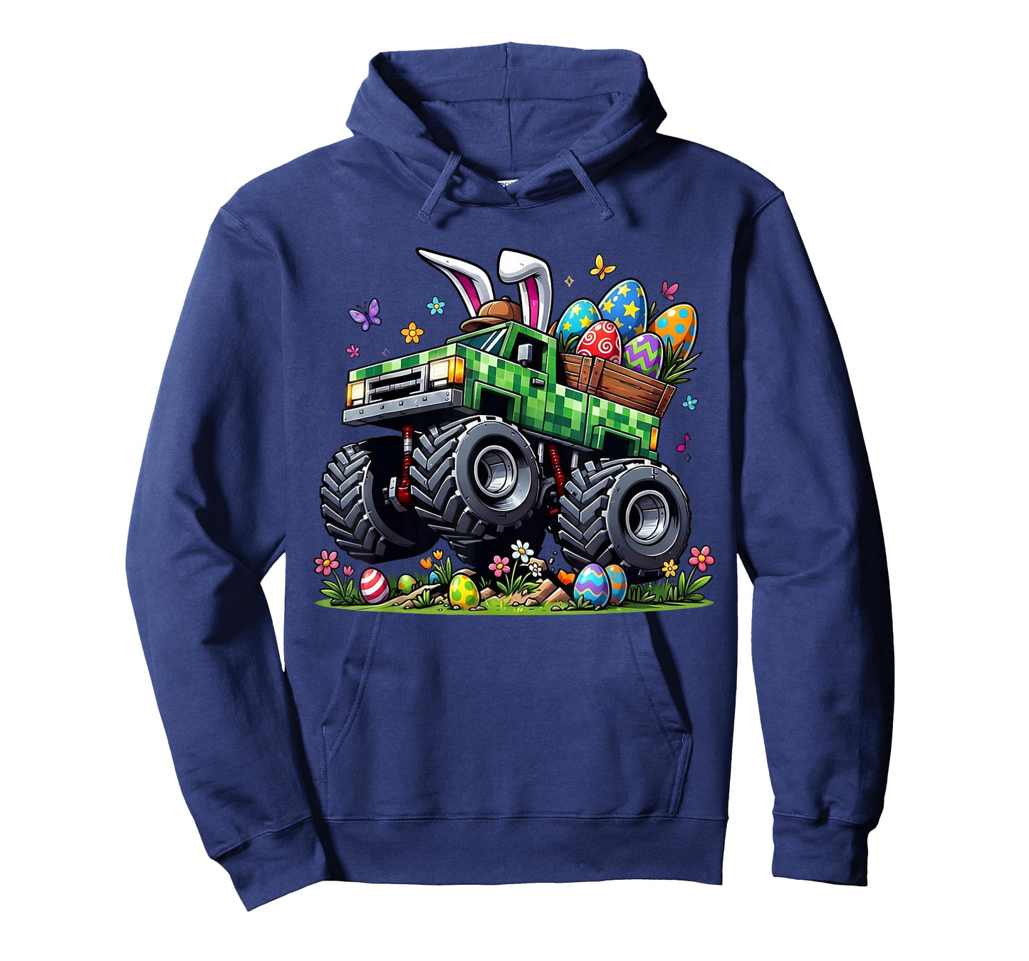 Easter Monster Truck Bunny Pixel Gamer Egg Hunt Boys Kids T-Shirt