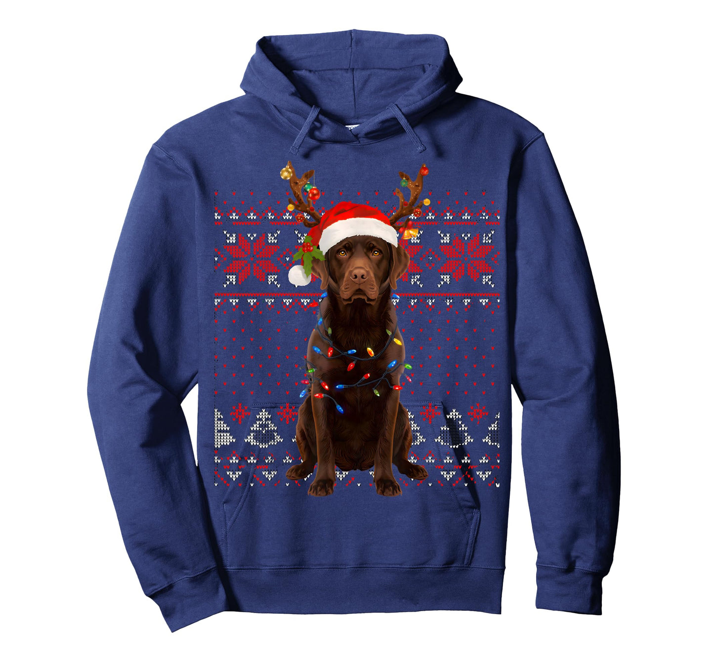 Christmas Dog with Hat and Lights - Funny Holiday Labrador T-Shirt