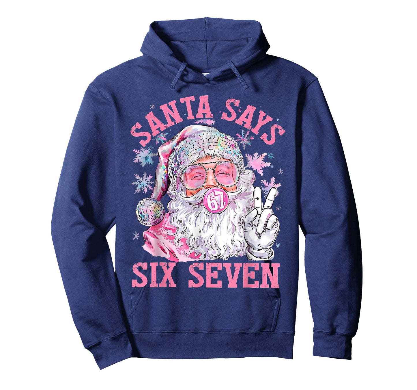 Santa Says Six Seven 6 7 Meme Santa Pink Bubble Christmas T-Shirt