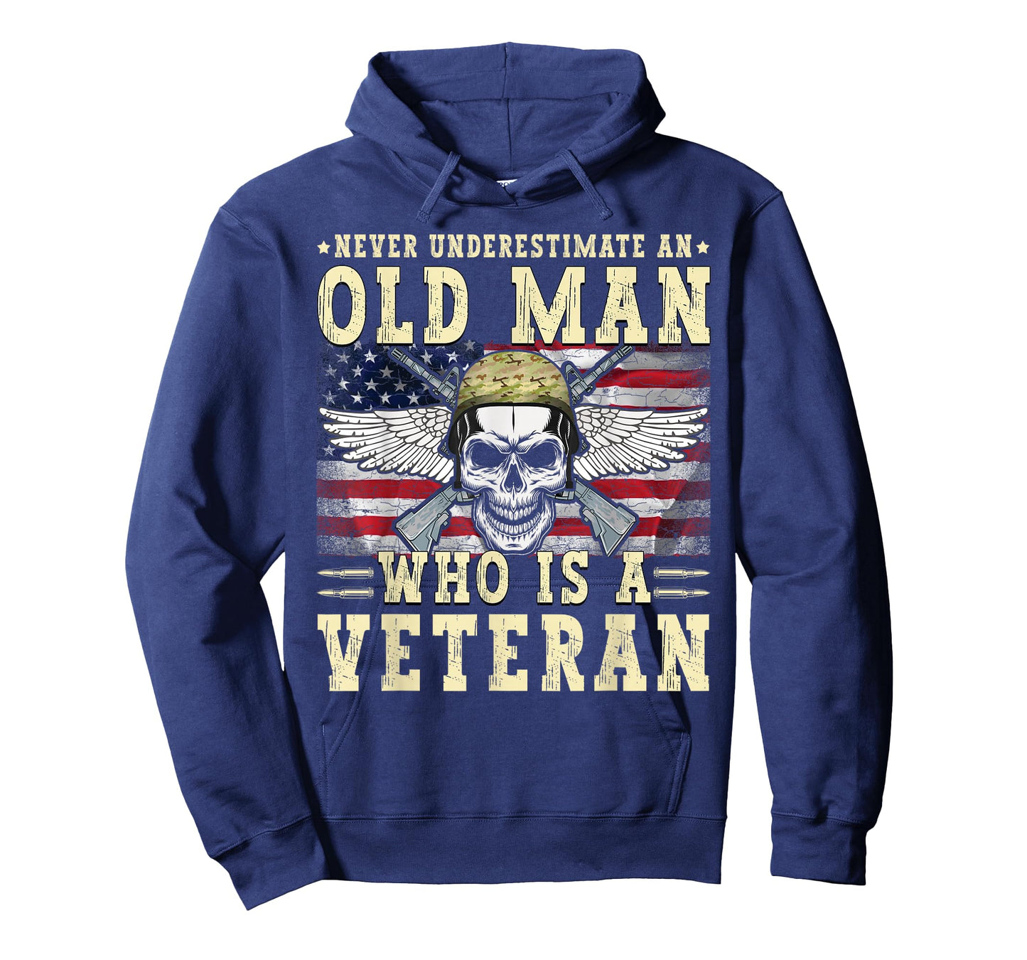 Never Underestimate Old Man Veterans Day USA Flag Patriotic T-Shirt