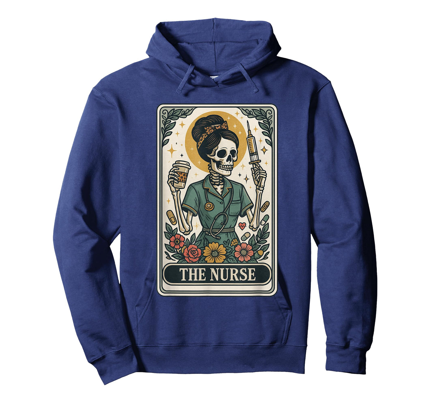 The Nurse Tarot Vintage Skeleton Nurse Coffee & Syringe T-Shirt