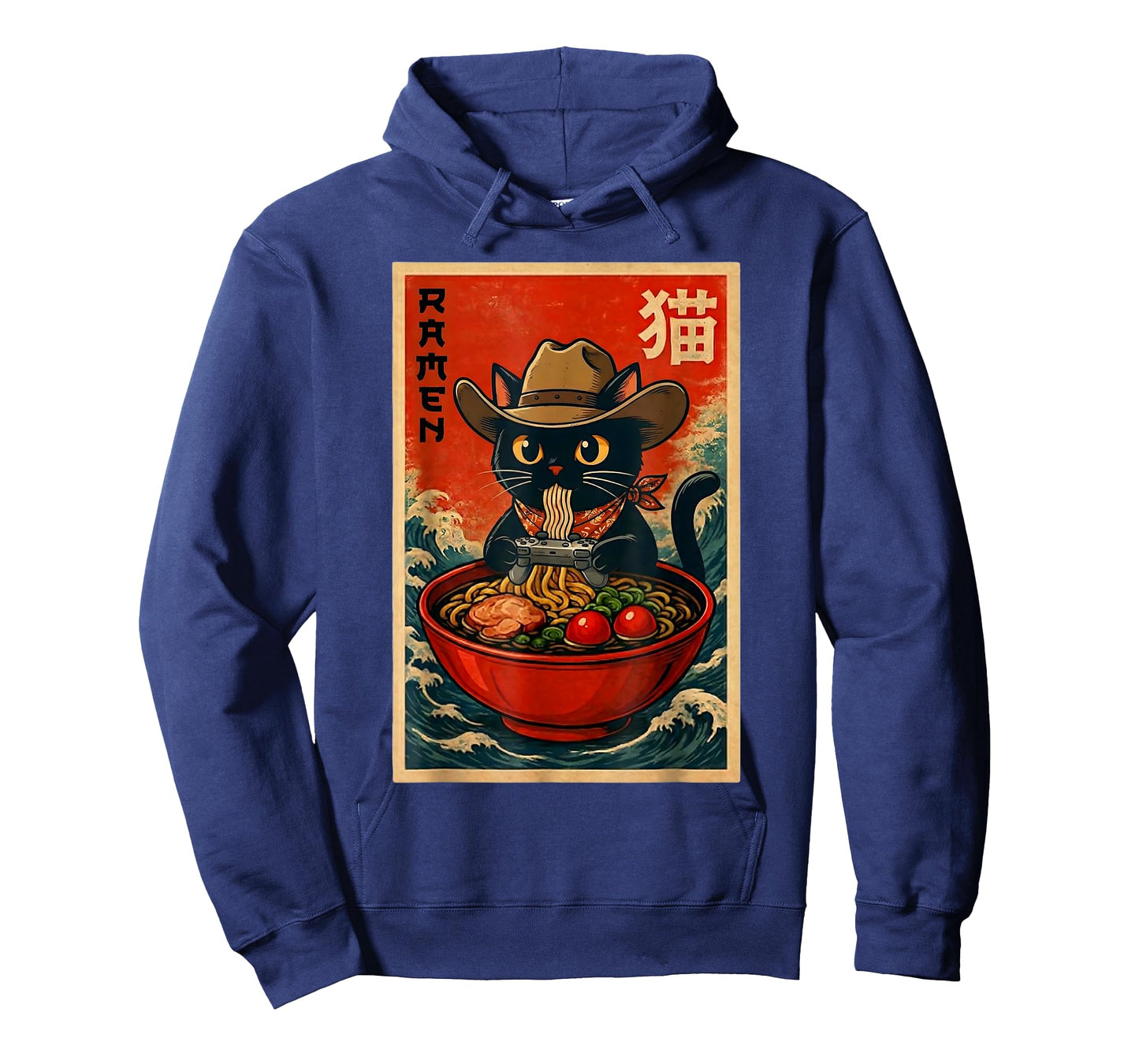 Cowboy Cat Ramen Retro Japanese Cat Gaming Noodle Teens T-Shirt