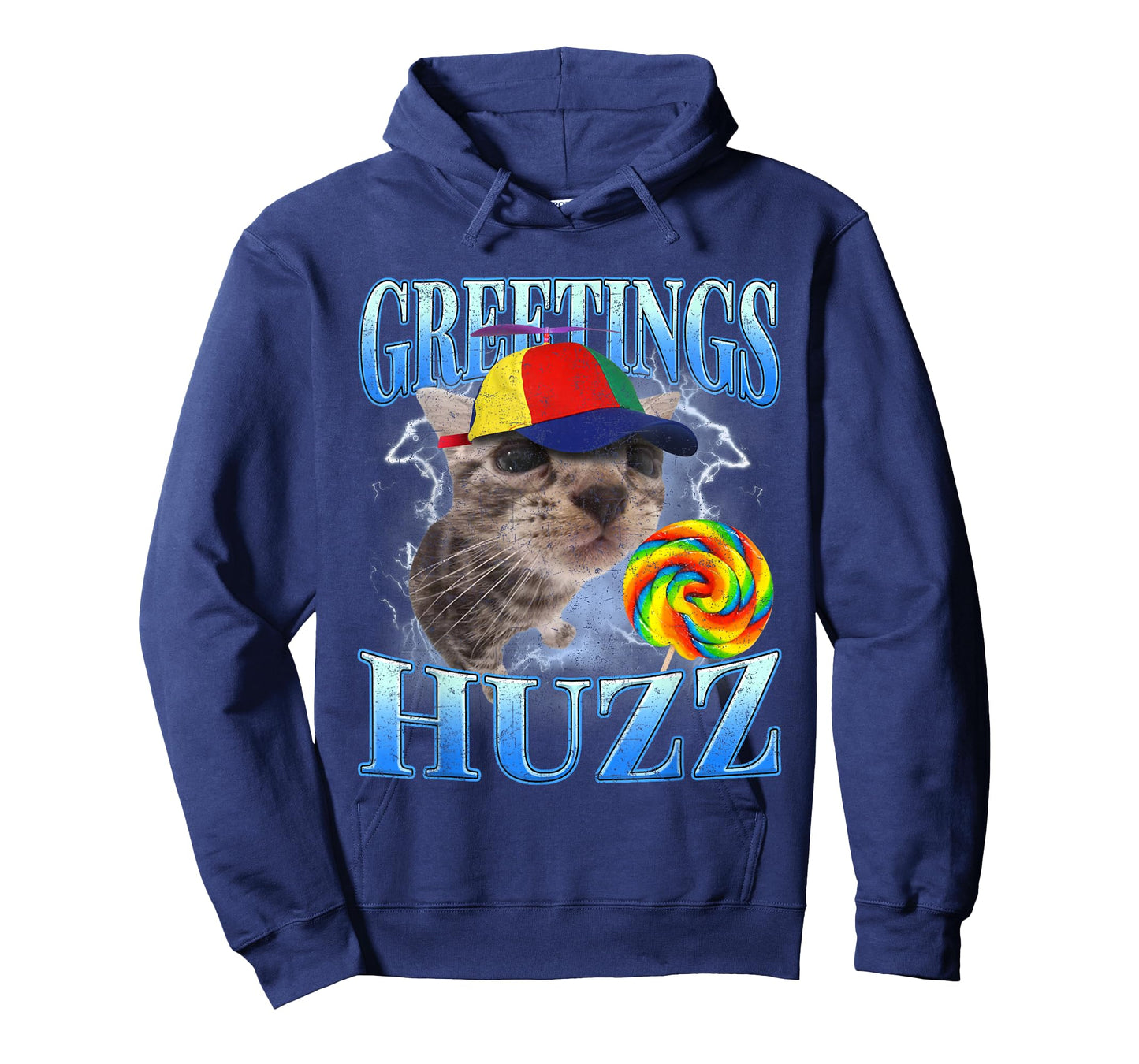 Greetings Huzz Retro Lollipop Cat Meme Funny Gen Z Alpha T-Shirt