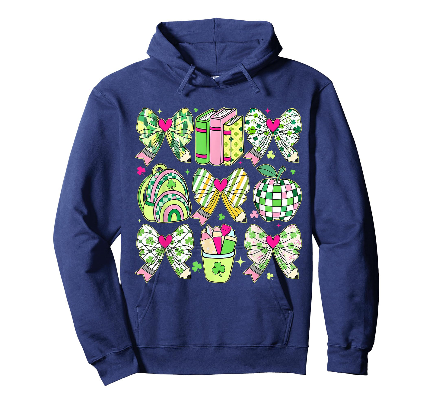 St Patricks Day Teacher Pencil Bow Shamrock Apple Girl Women T-Shirt