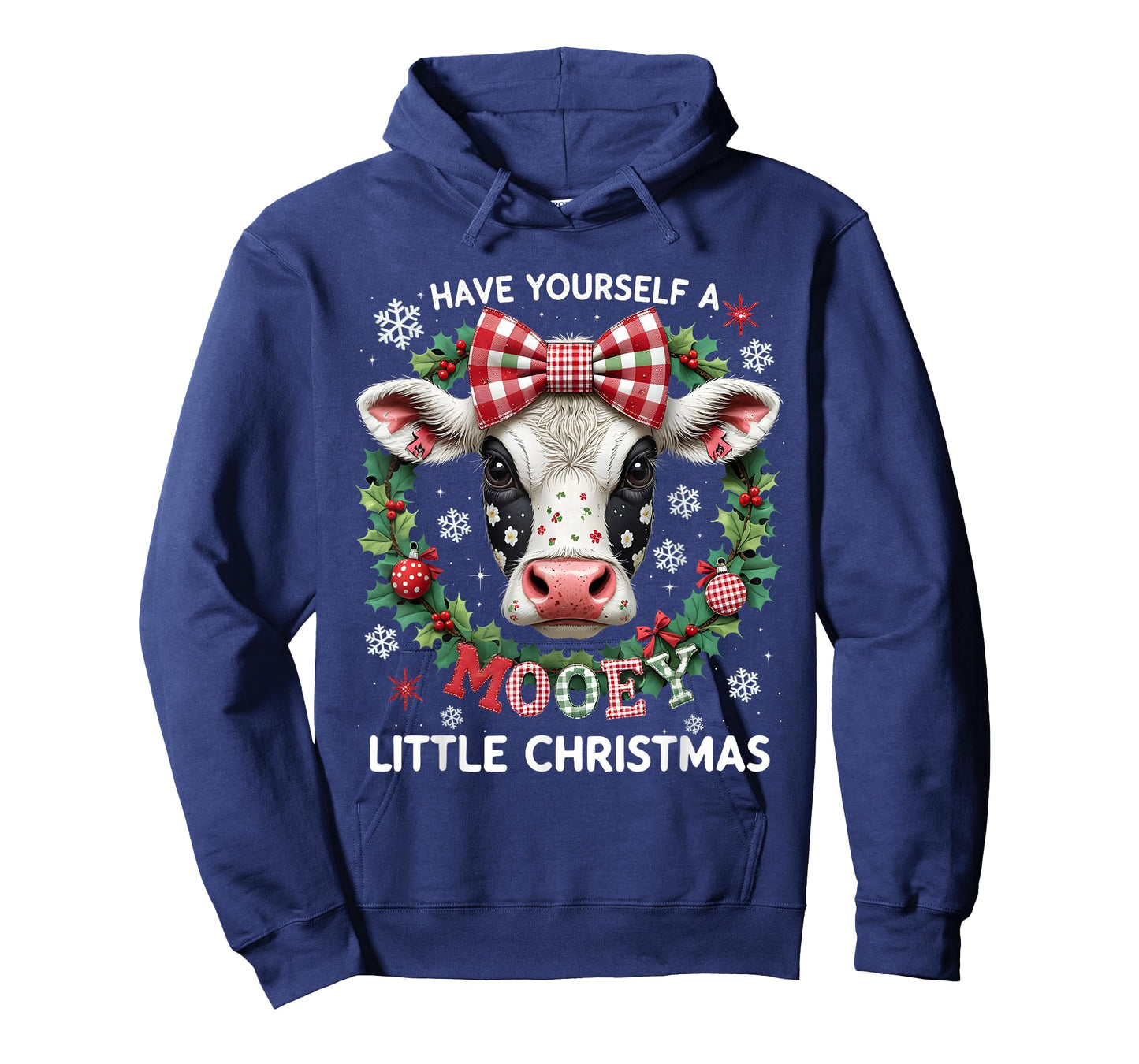 Have Yourself A Mooey Little Christmas Cow Patchwork Art T-Shirt