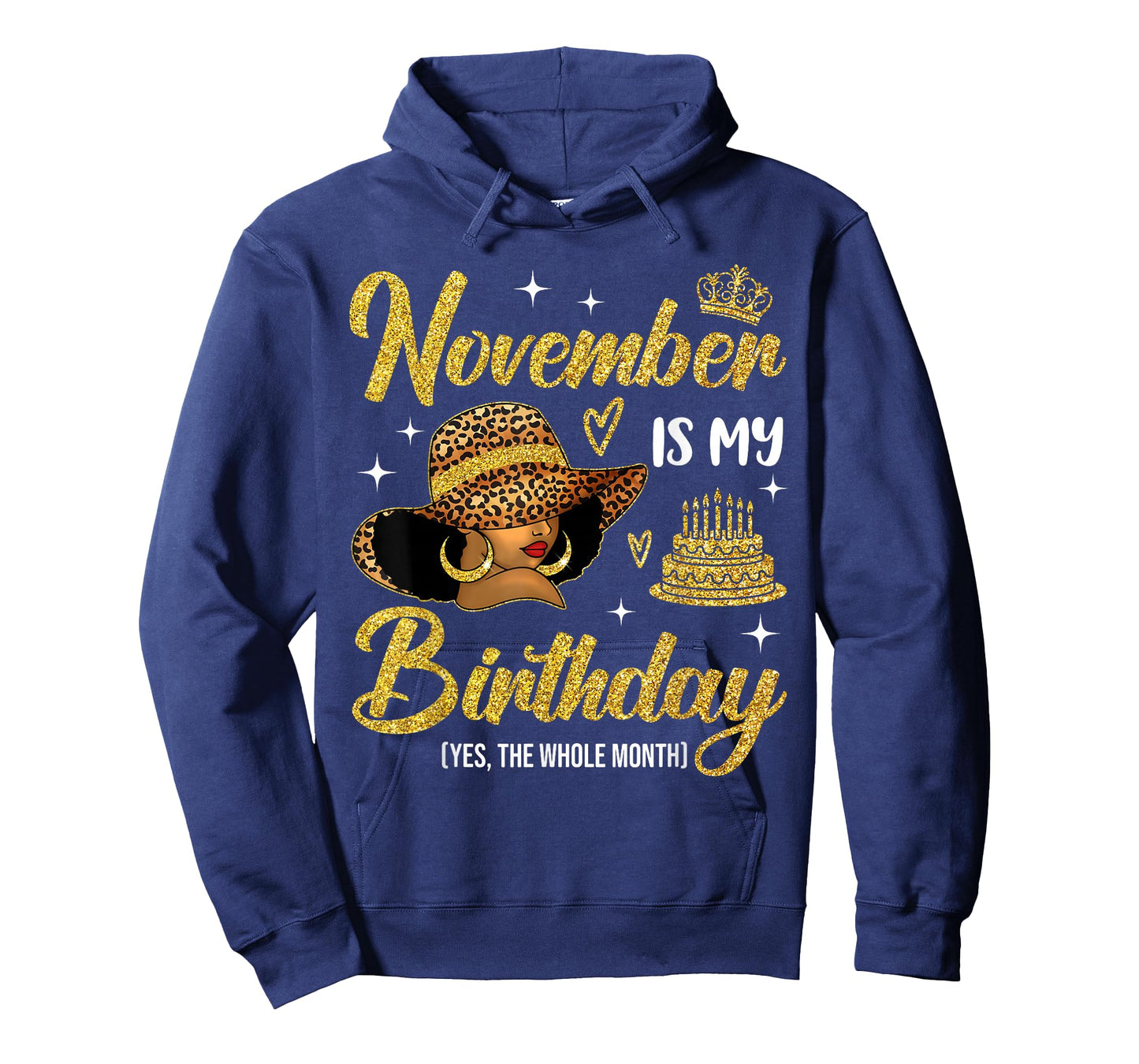 November is My Birthday Black Queen Afro Woman with Hat T-Shirt