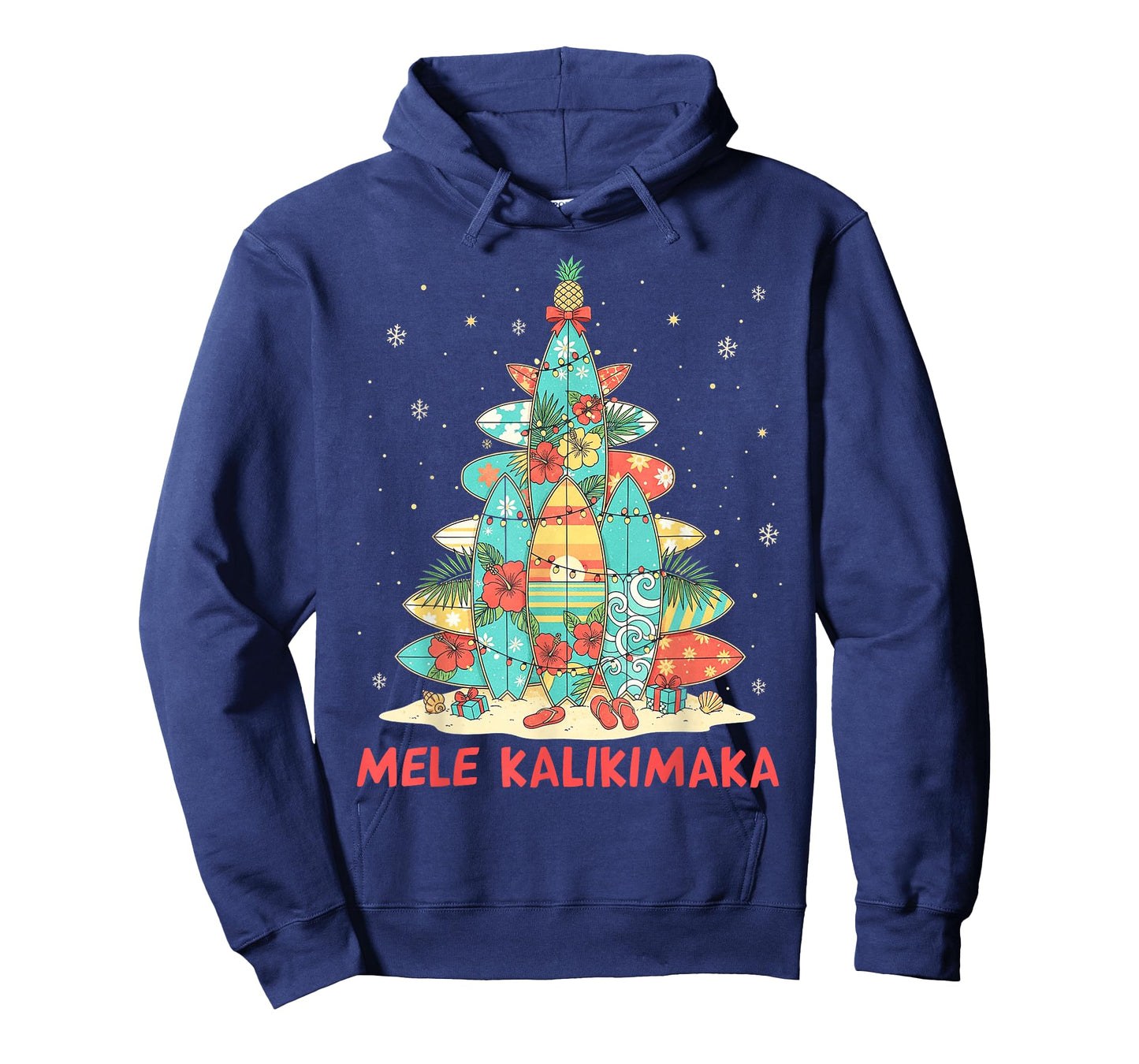 Hawaiian Surfboard Christmas Tree Mele Kalikimaka Tropical T-Shirt