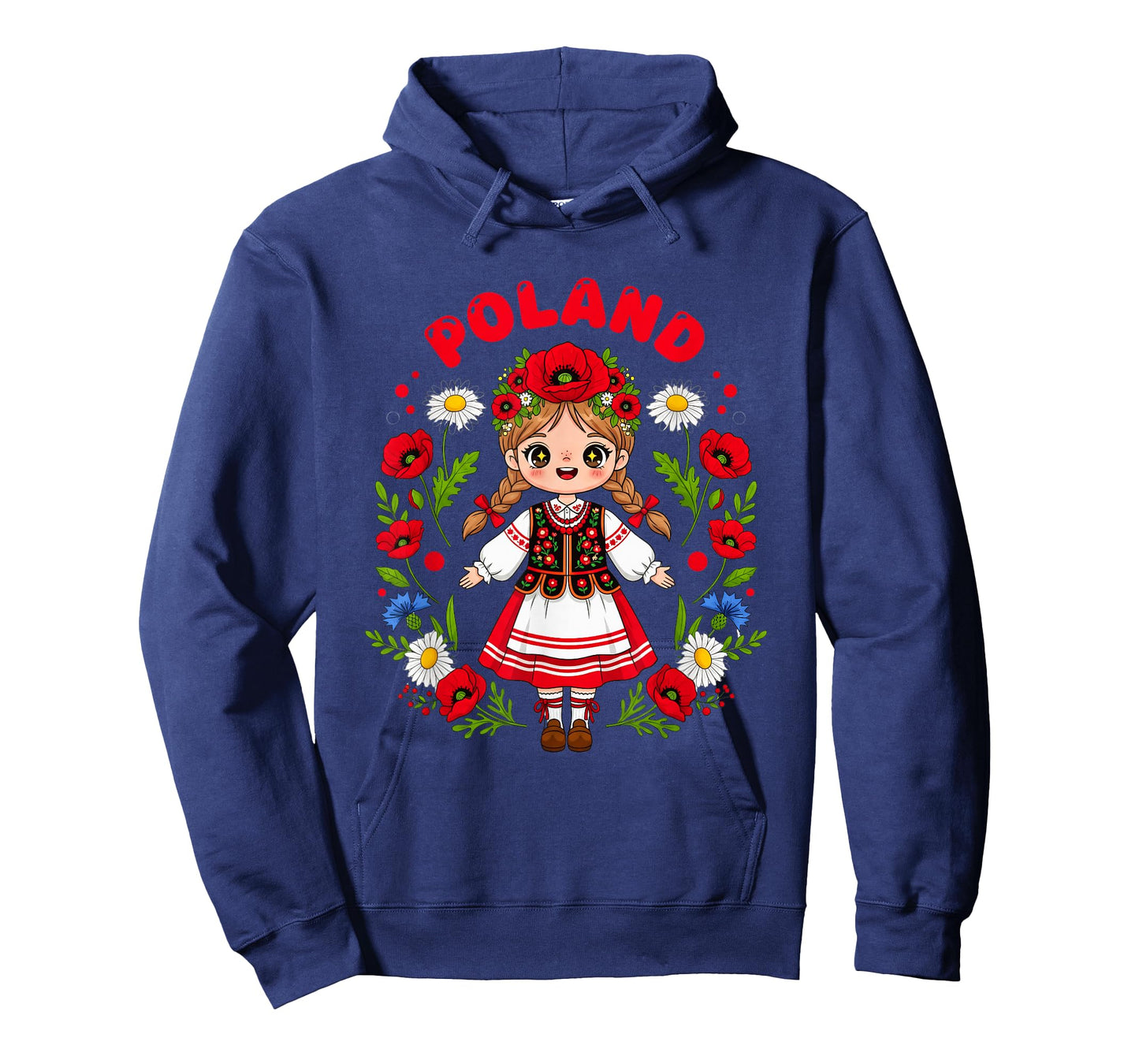 Cute Poland Girl Traditional Folk Dress Flowers Kids Polish T-Shirt