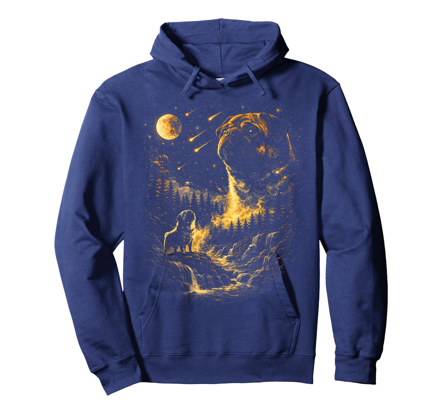 Funny Pug Howling to The Moon Vintage 90s Moon Animals T-Shirt