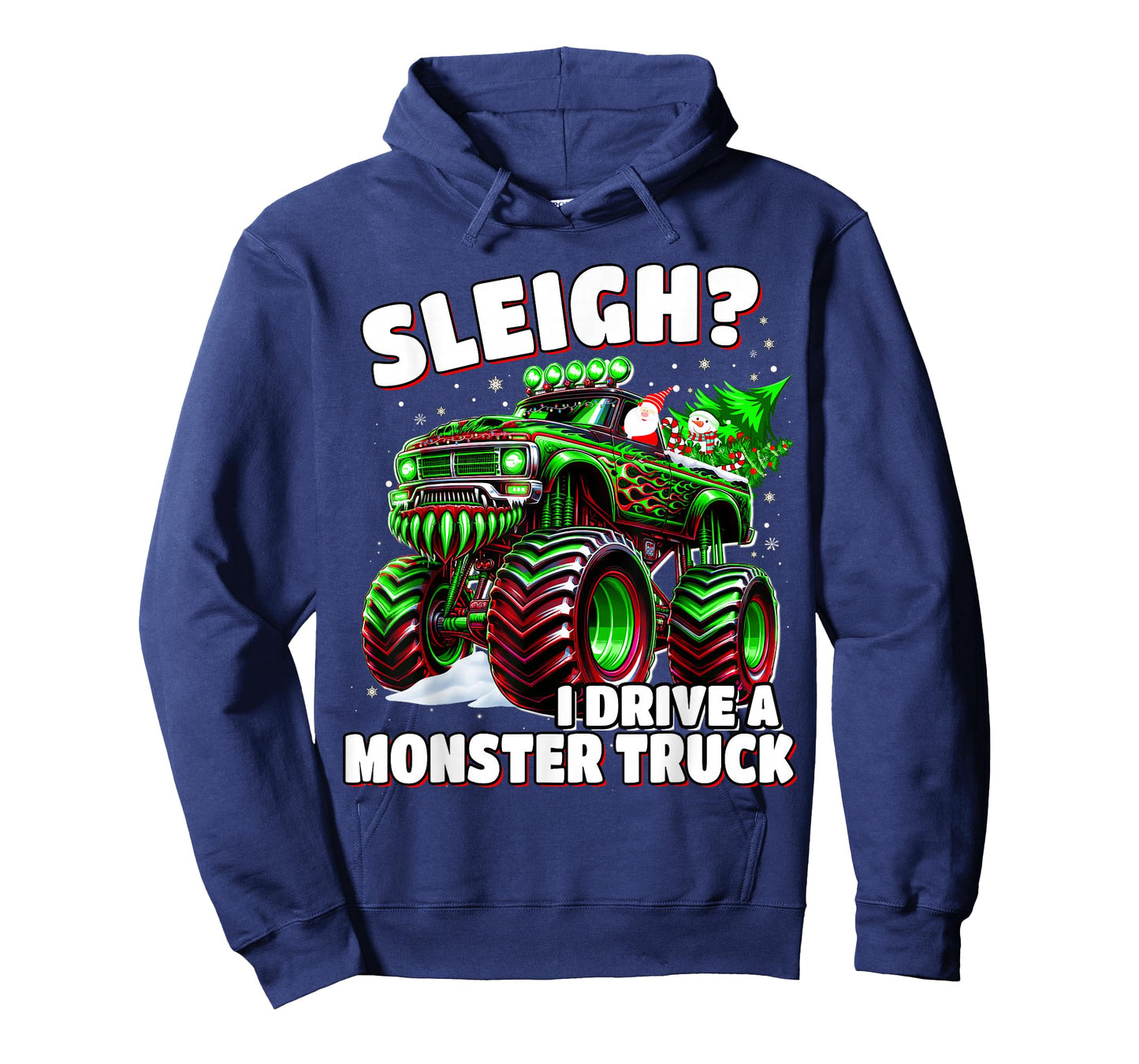 Sleigh? I Drive a Monster Truck Kids Christmas Boys T-Shirt
