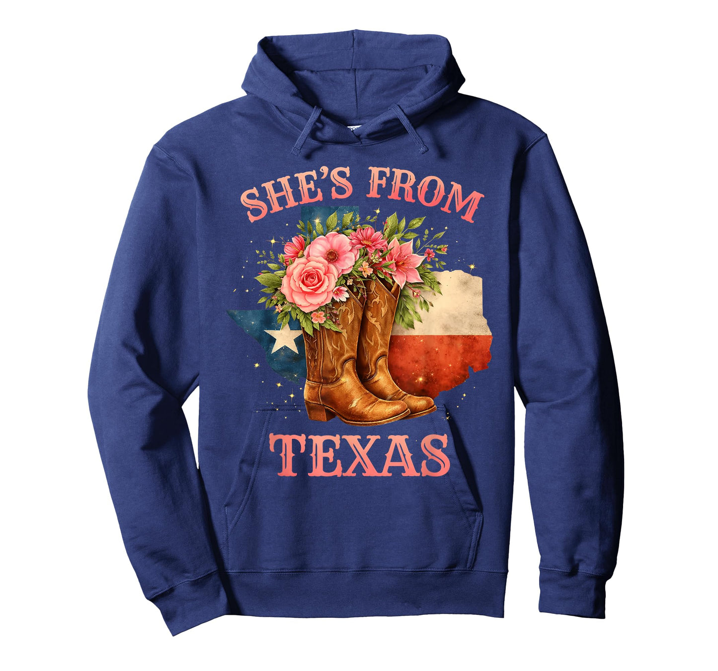 She's from Texas, Cowgirl Boots with Flowers T-Shirt