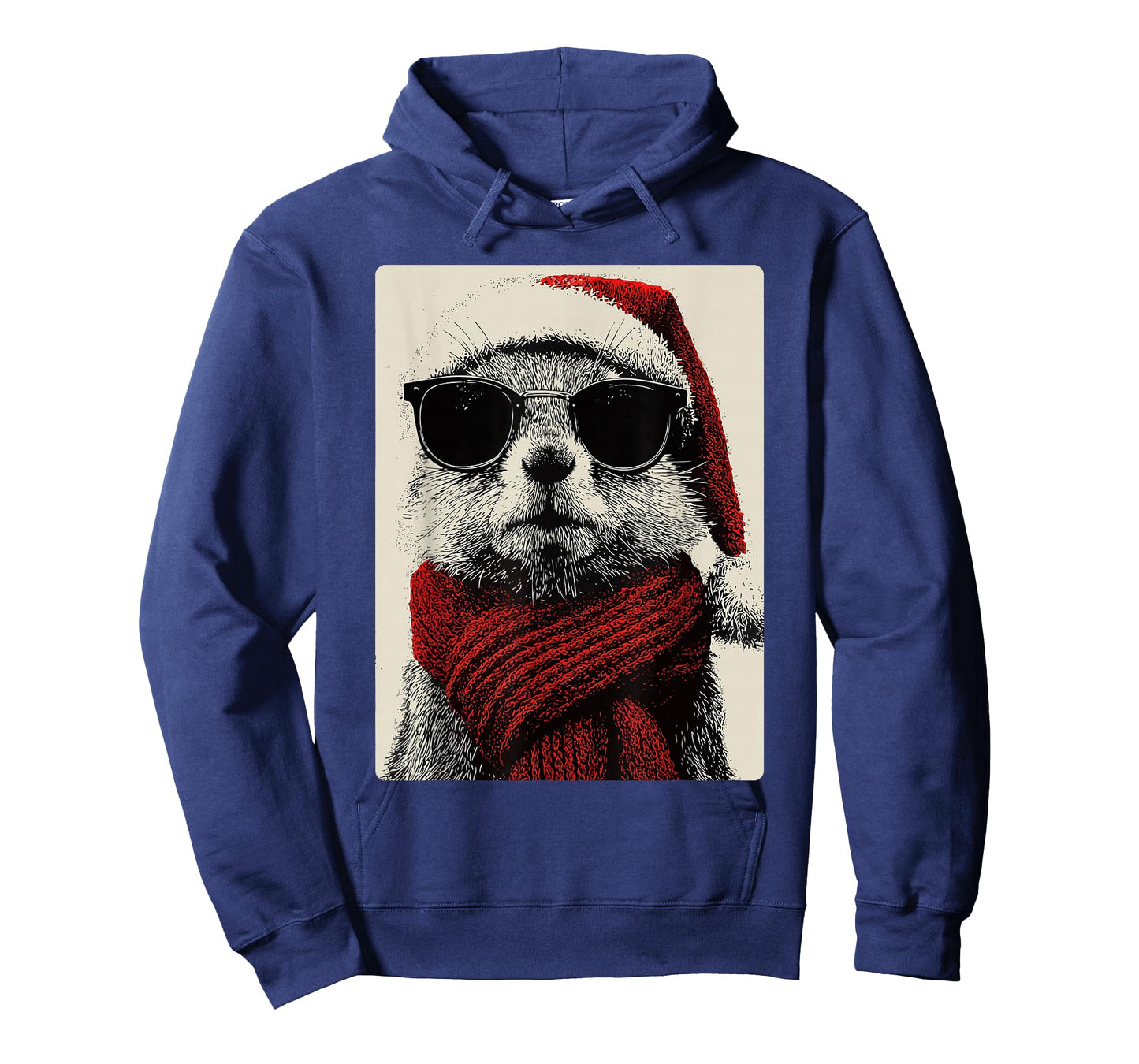 Christmas Squirrel with Sunglasses Santa Hat Funny Animal T-Shirt