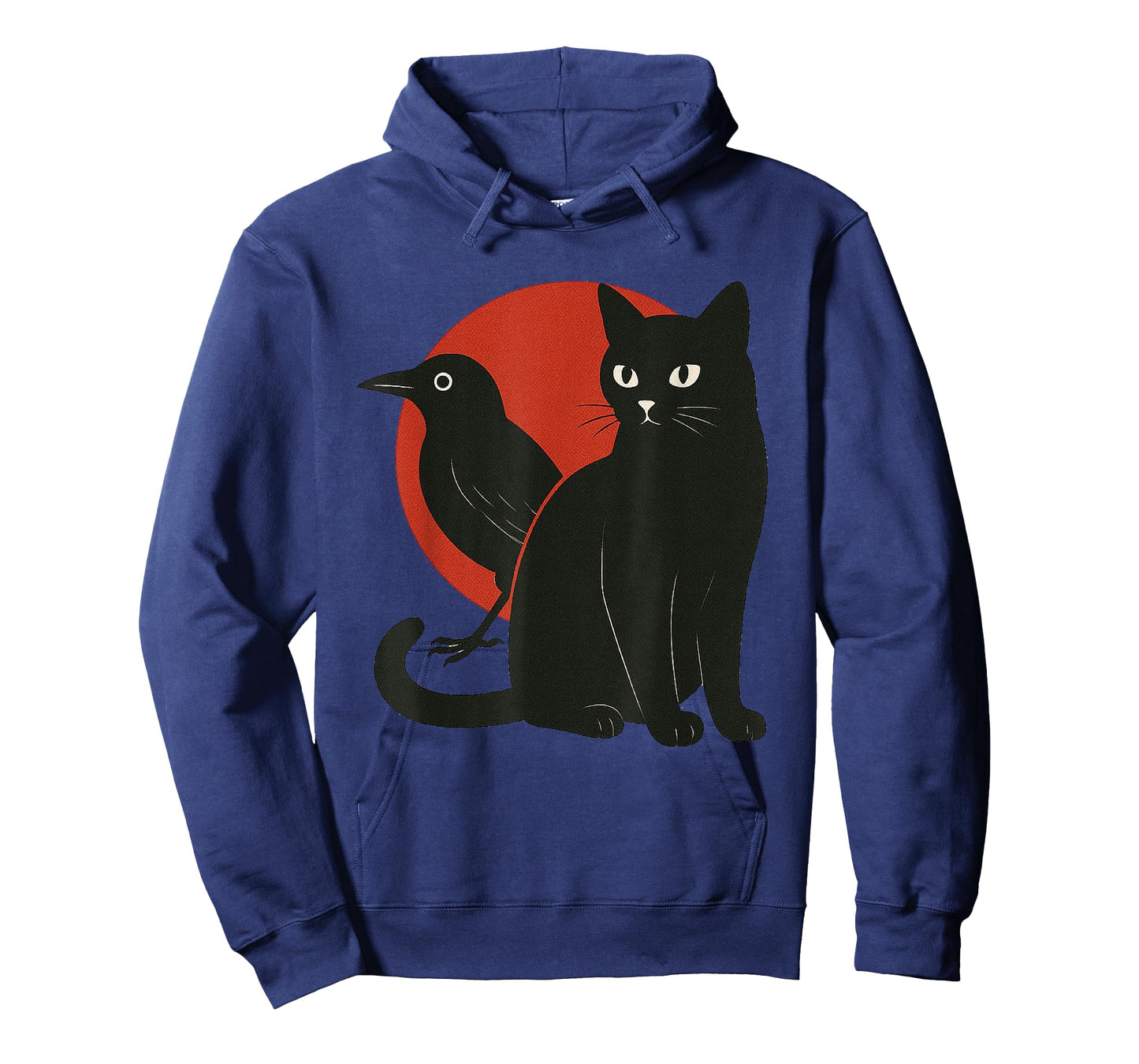 Minimal Black Cat and Raven Red The Moon Symbolic Murakami T-Shirt